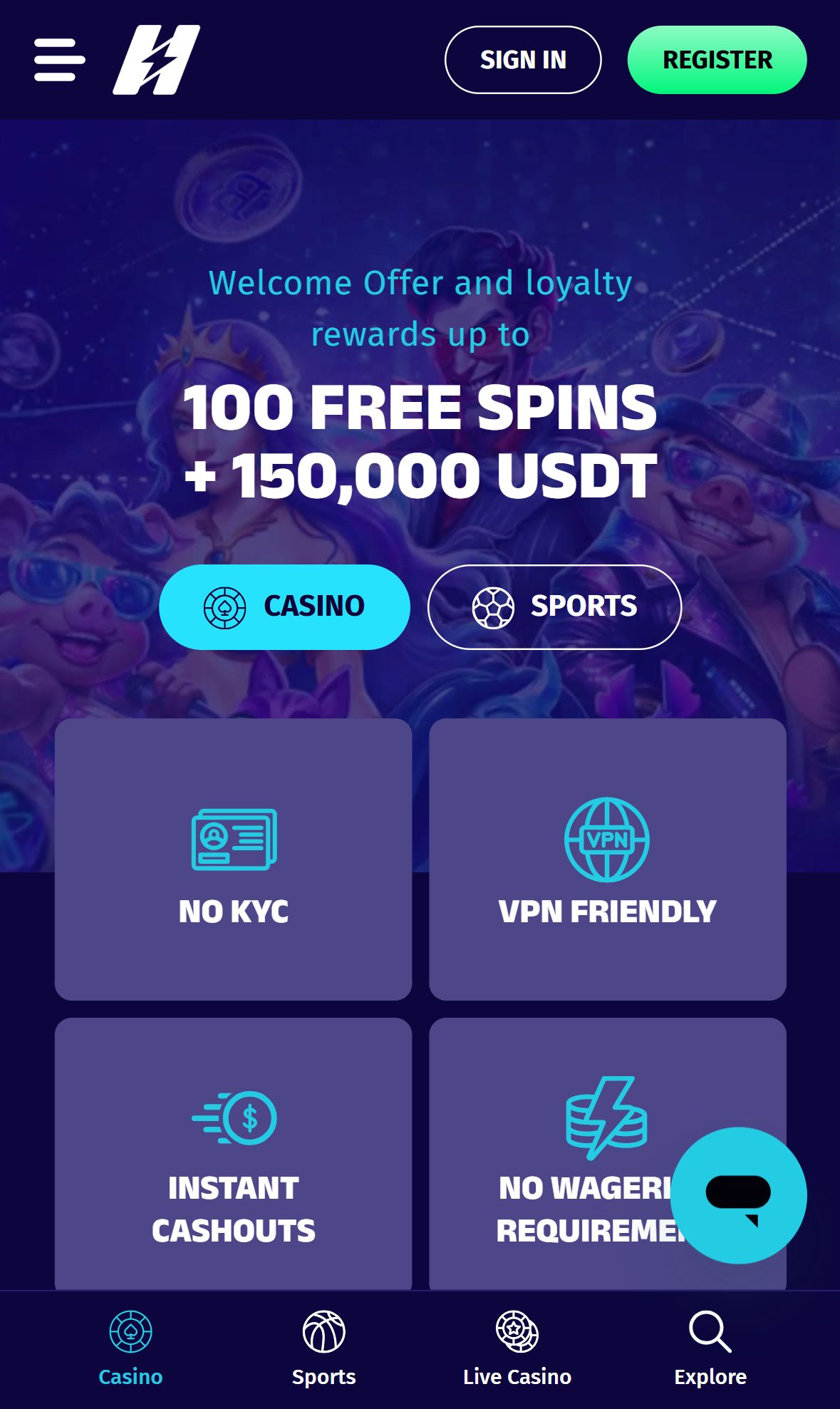 Hyper Lucky — Homepage (Mobile)
