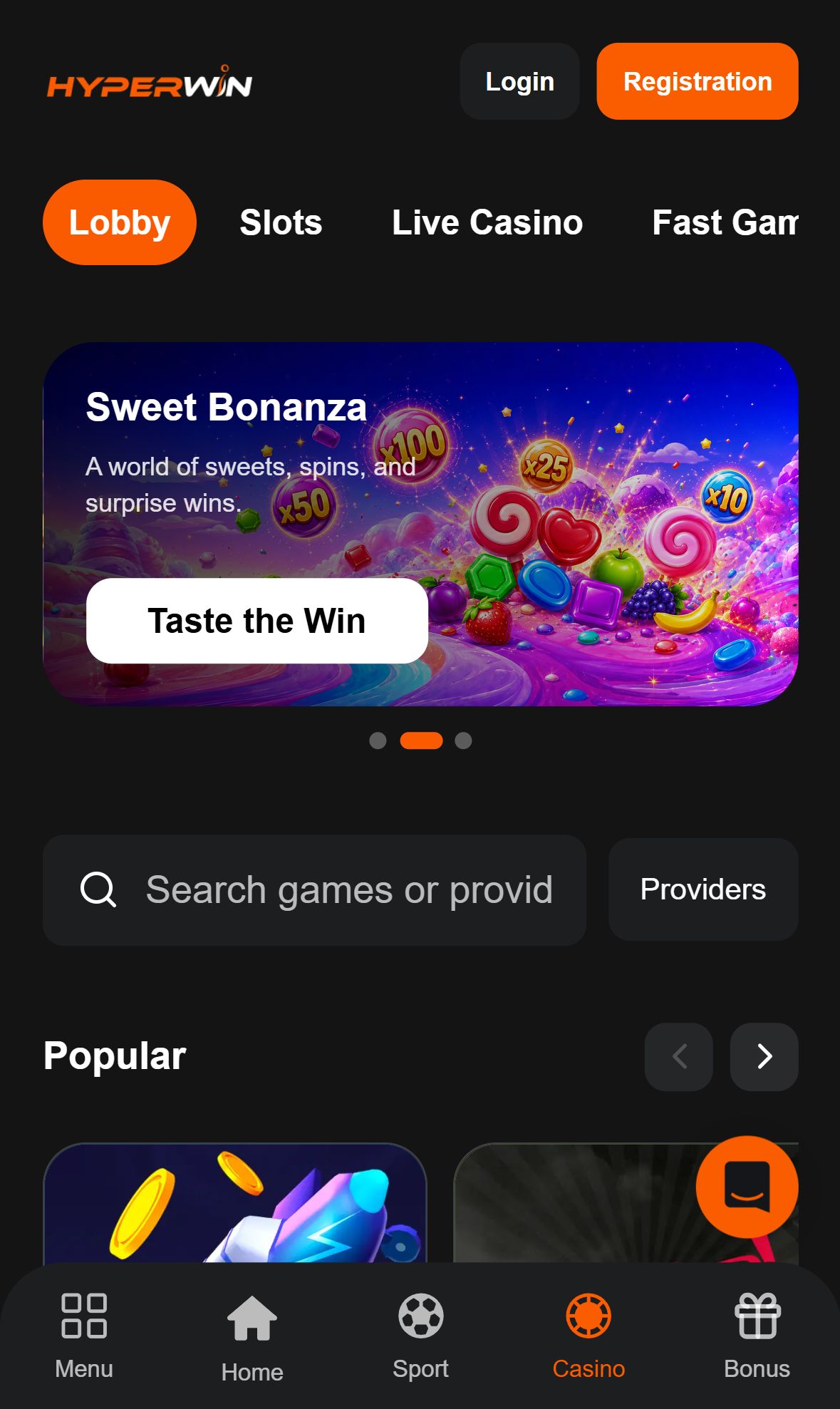 Hyperwin — Lobby (Mobile)