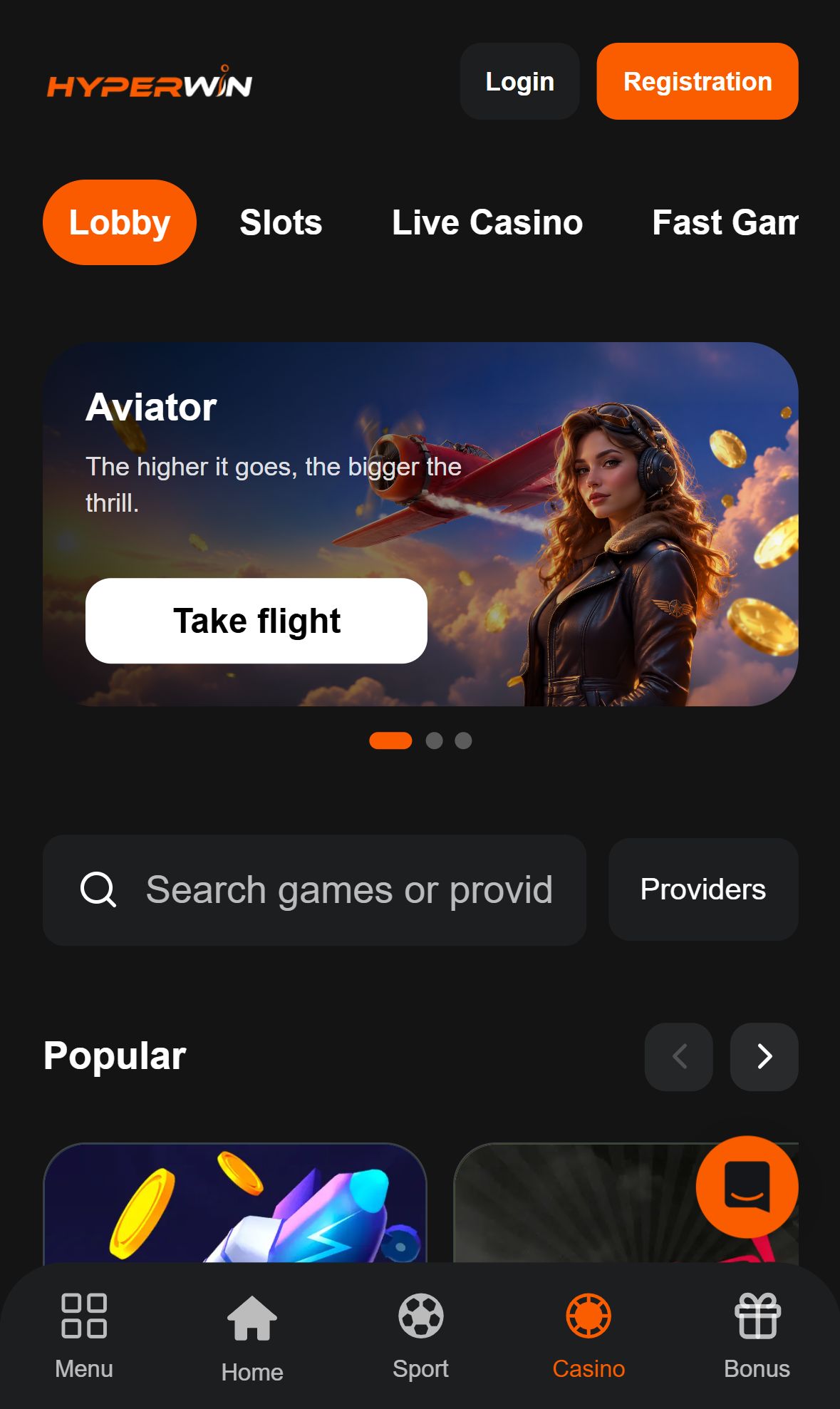 Hyperwin — Homepage (Mobile)