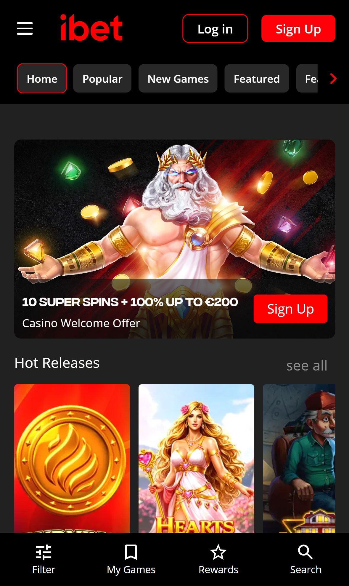 iBet — Lobby (Mobile)