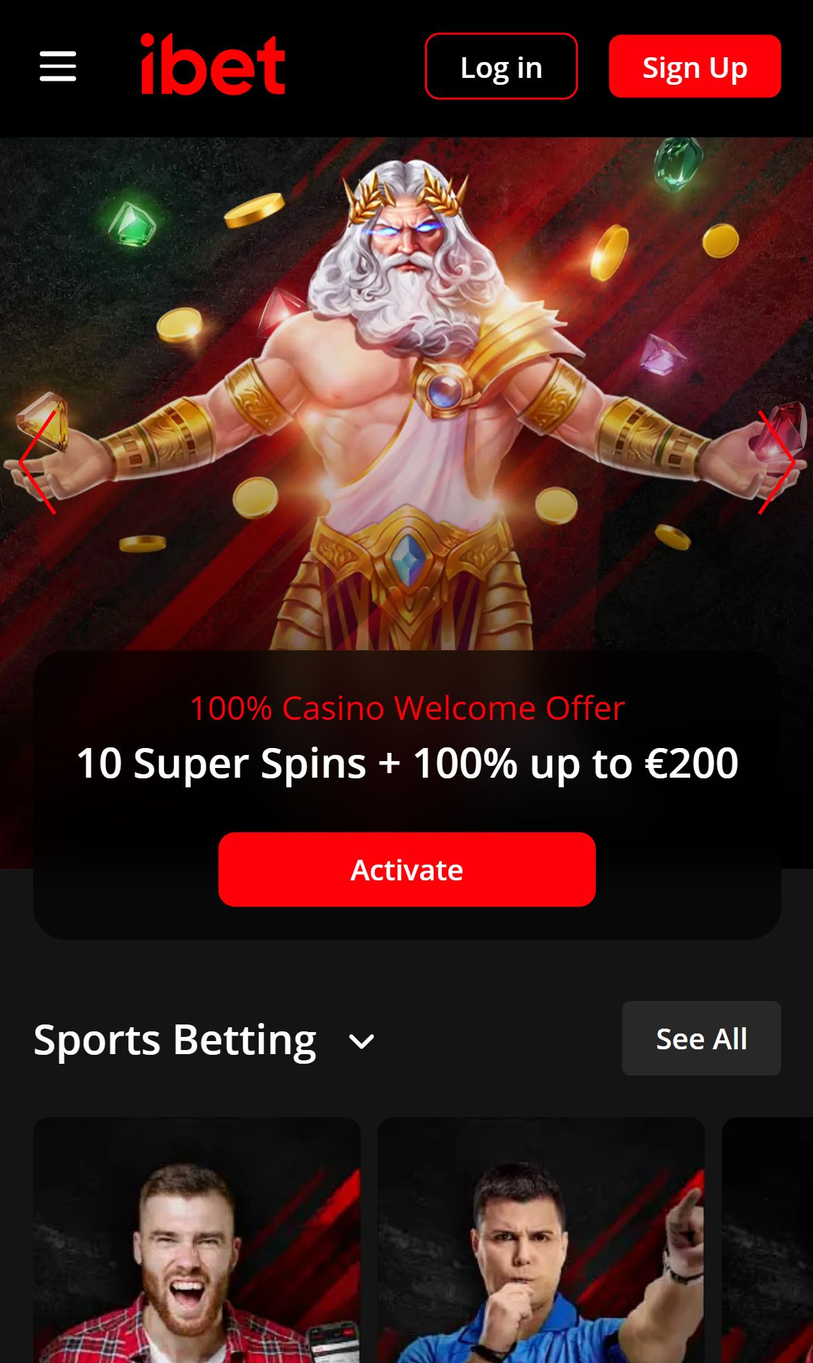 iBet — Homepage (Mobile)