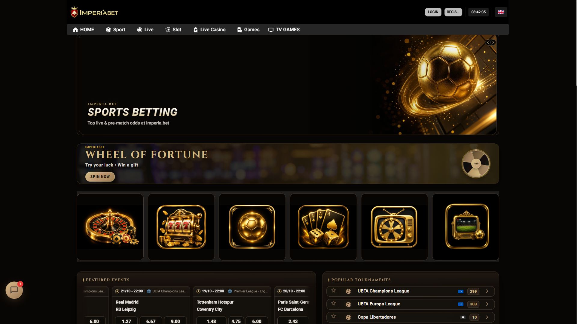 ImperiaBet — Homepage (Desktop)