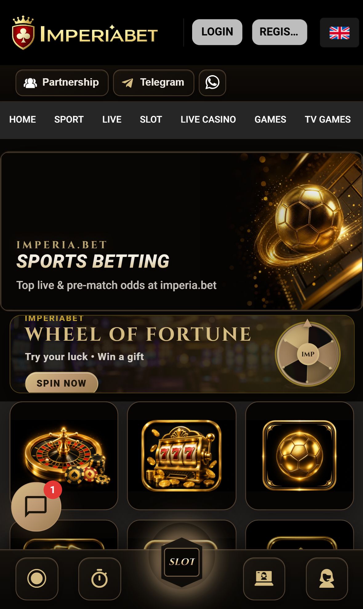 ImperiaBet — Homepage (Mobile)