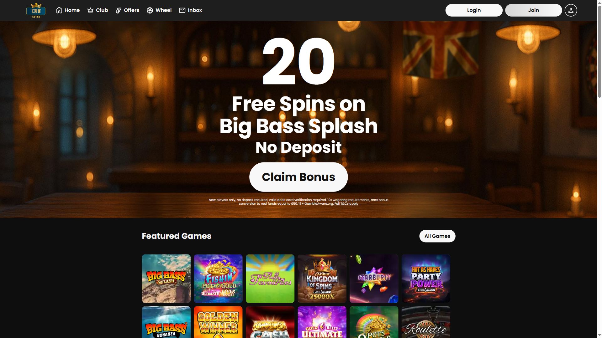 Innspins — Homepage (Desktop)