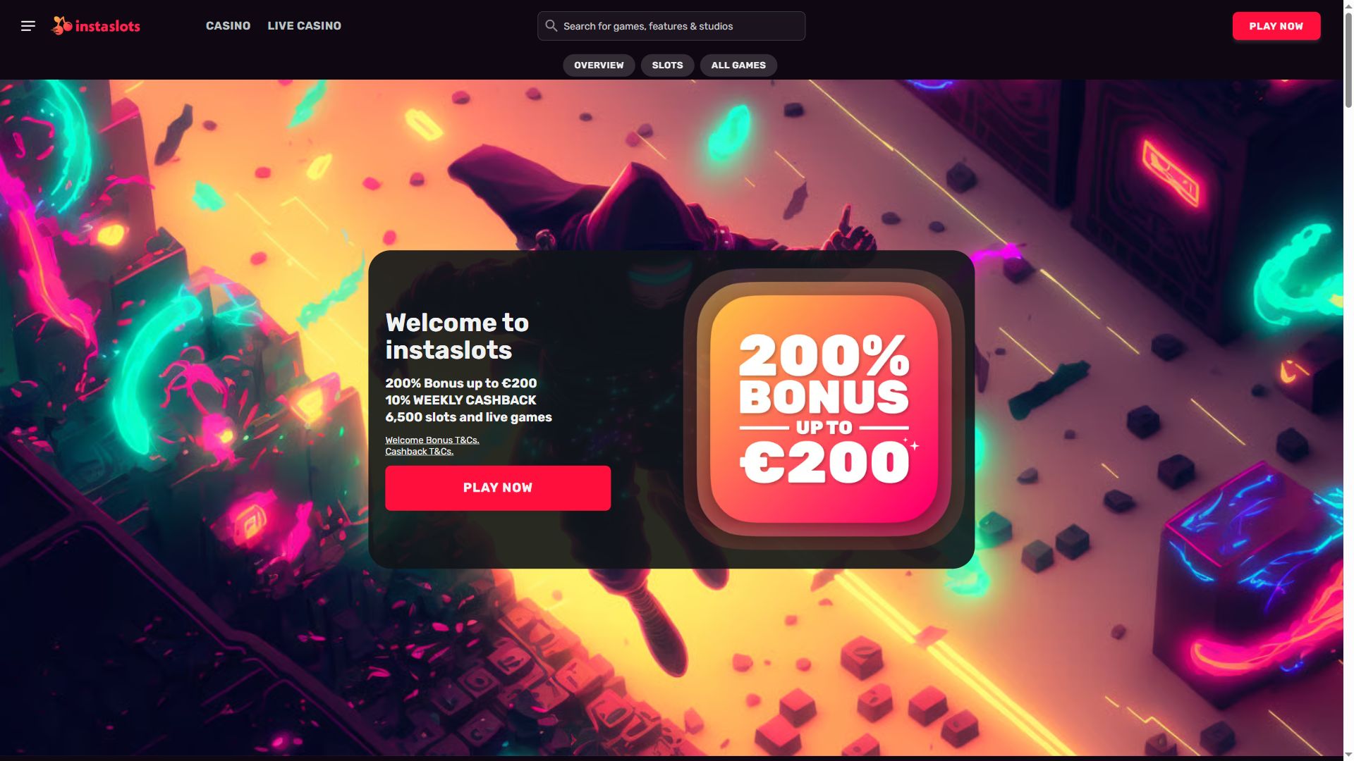 Instaslots — Homepage (Desktop)