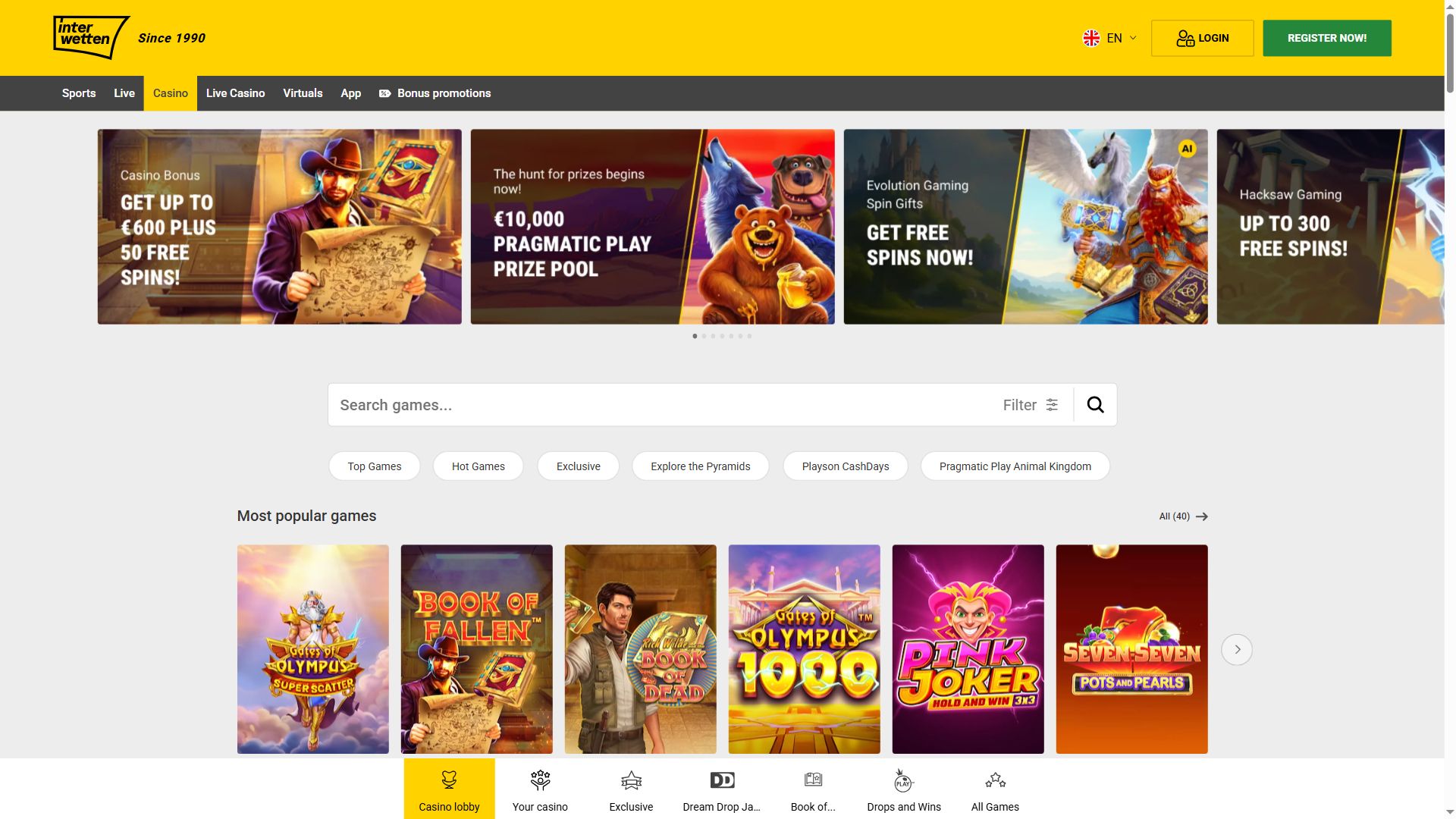 Interwetten — Lobby (Desktop)