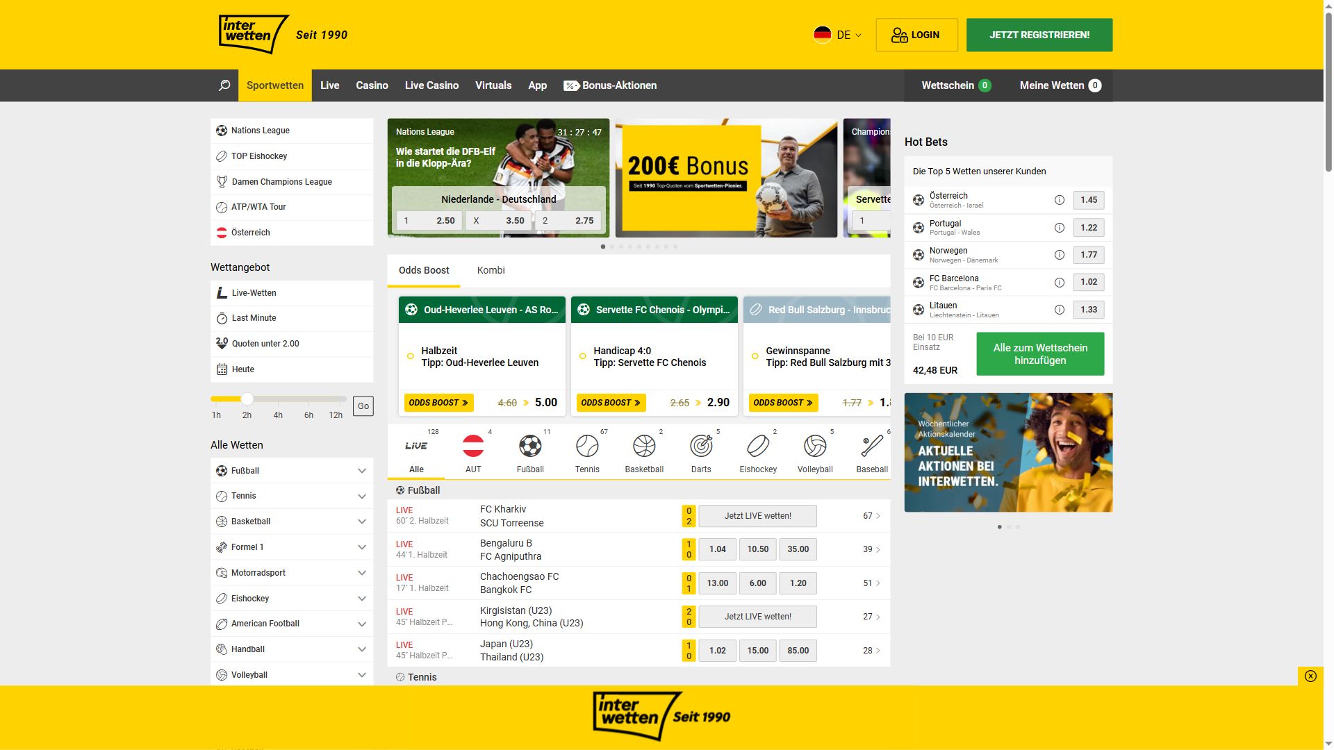 Interwetten — Startseite (Desktop)