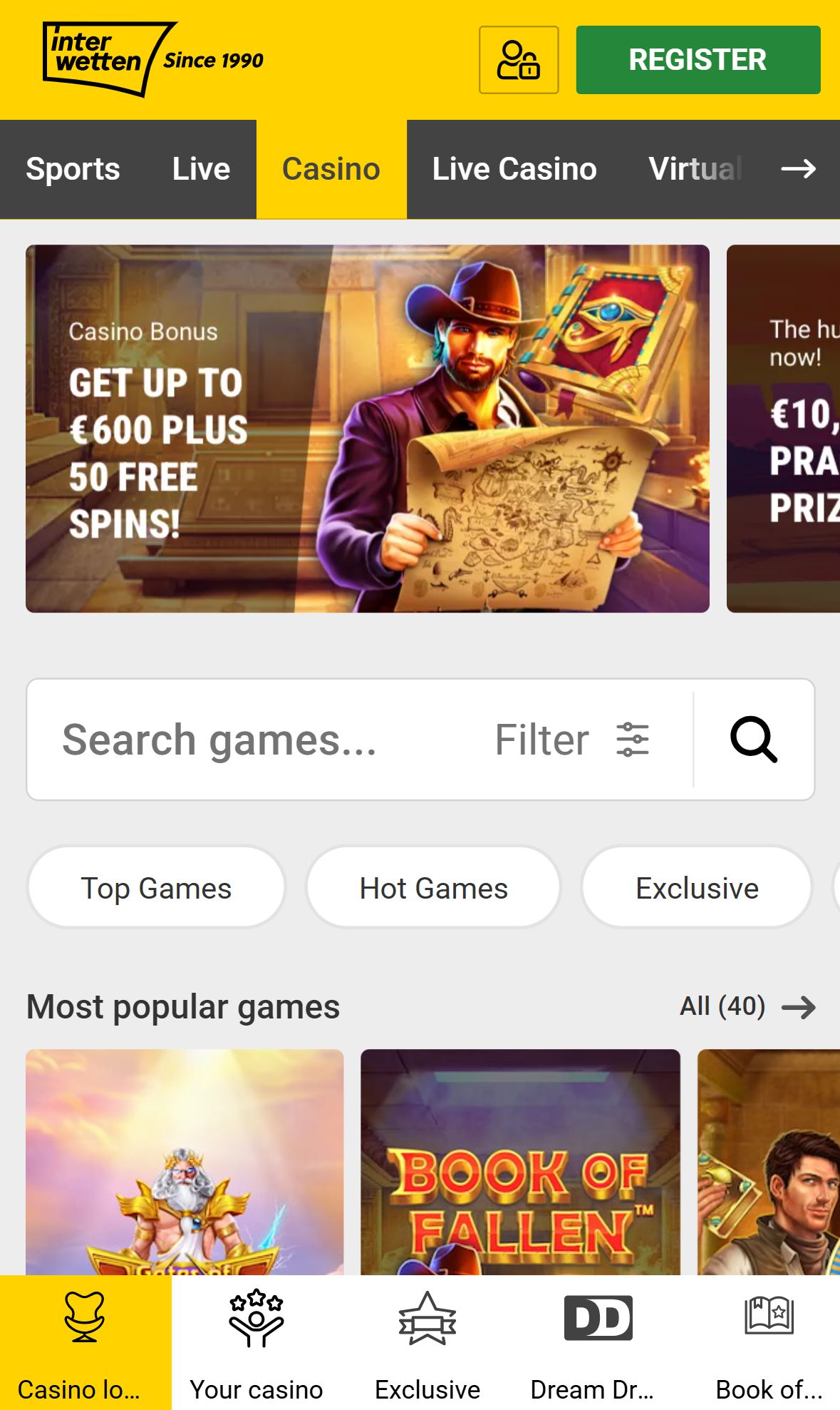 Interwetten — Lobby (Mobile)