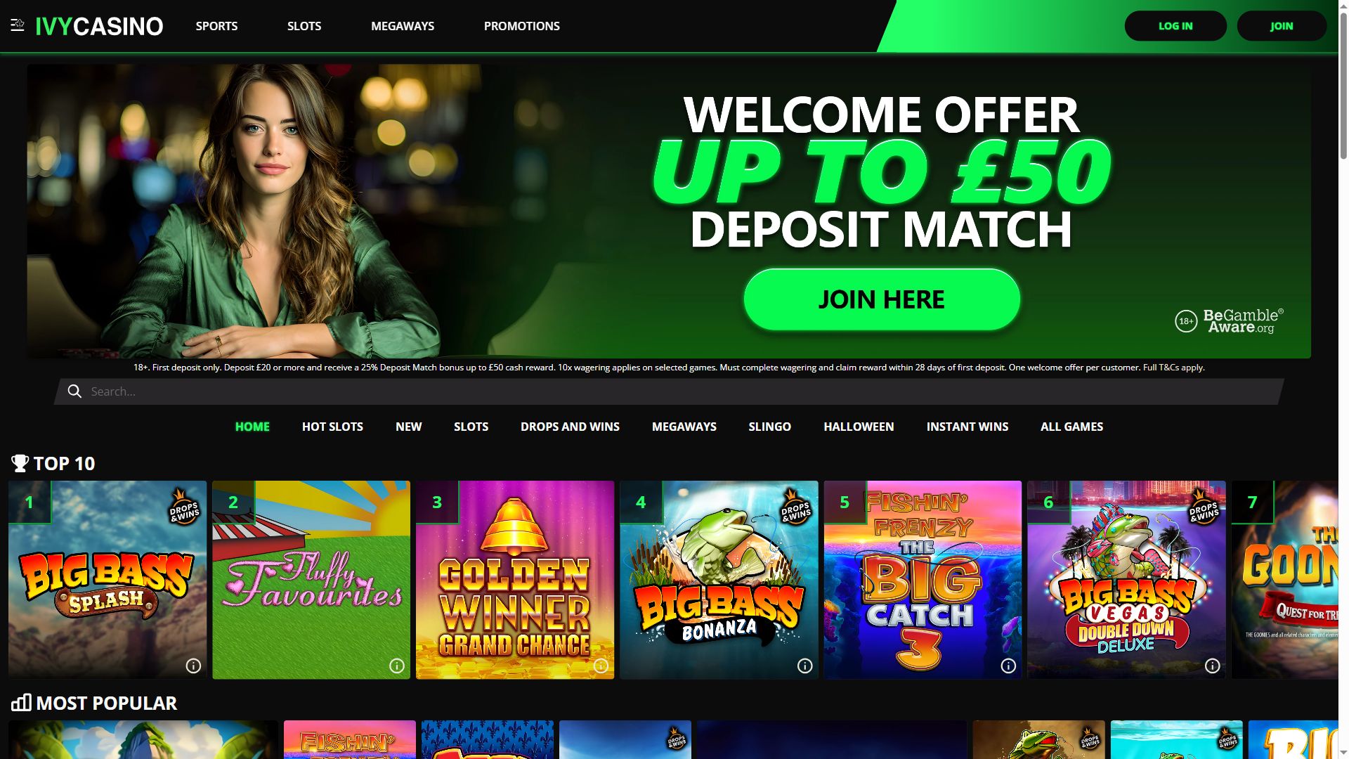 IvyCasino — Homepage (Desktop)
