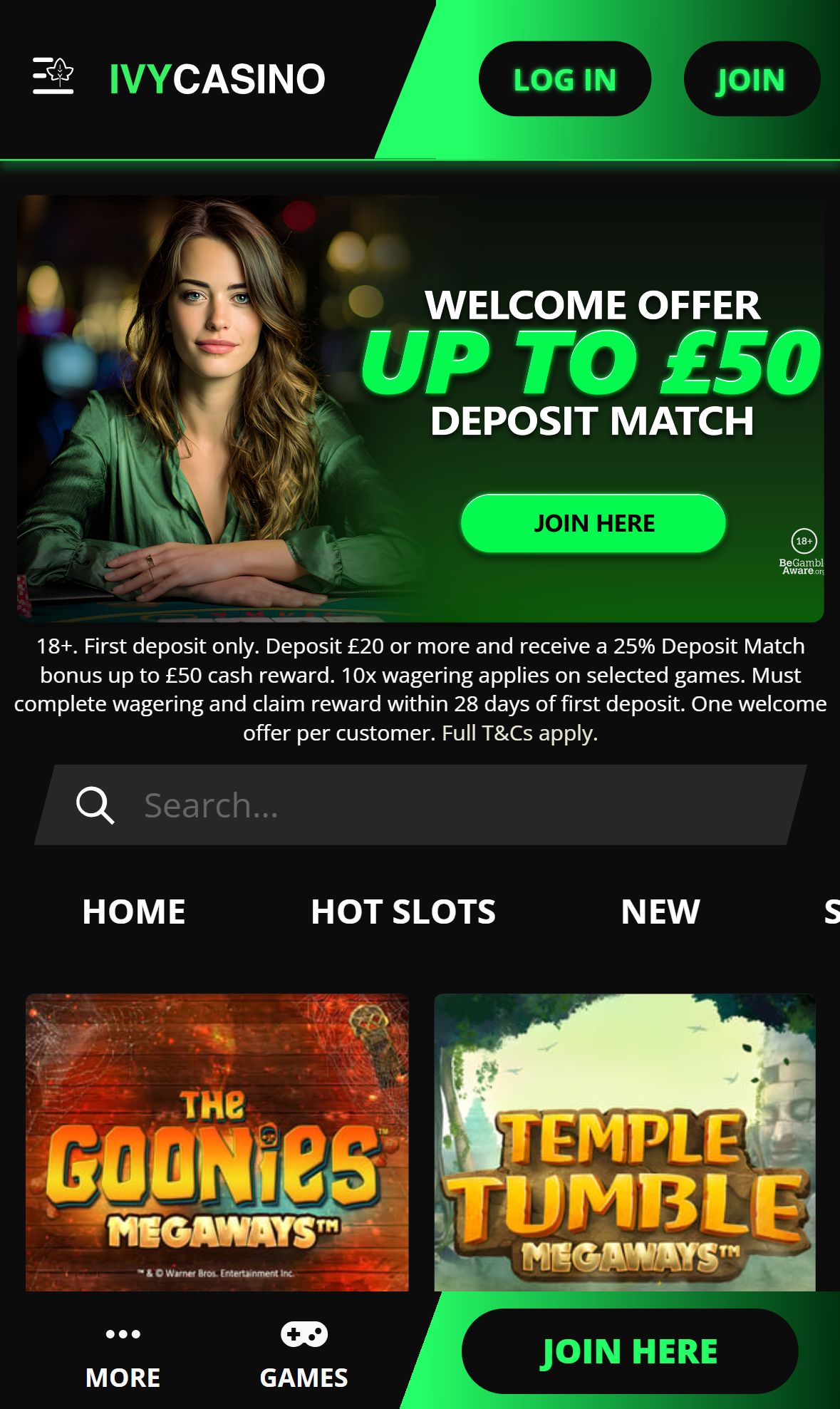 IvyCasino — Lobby (Mobile)