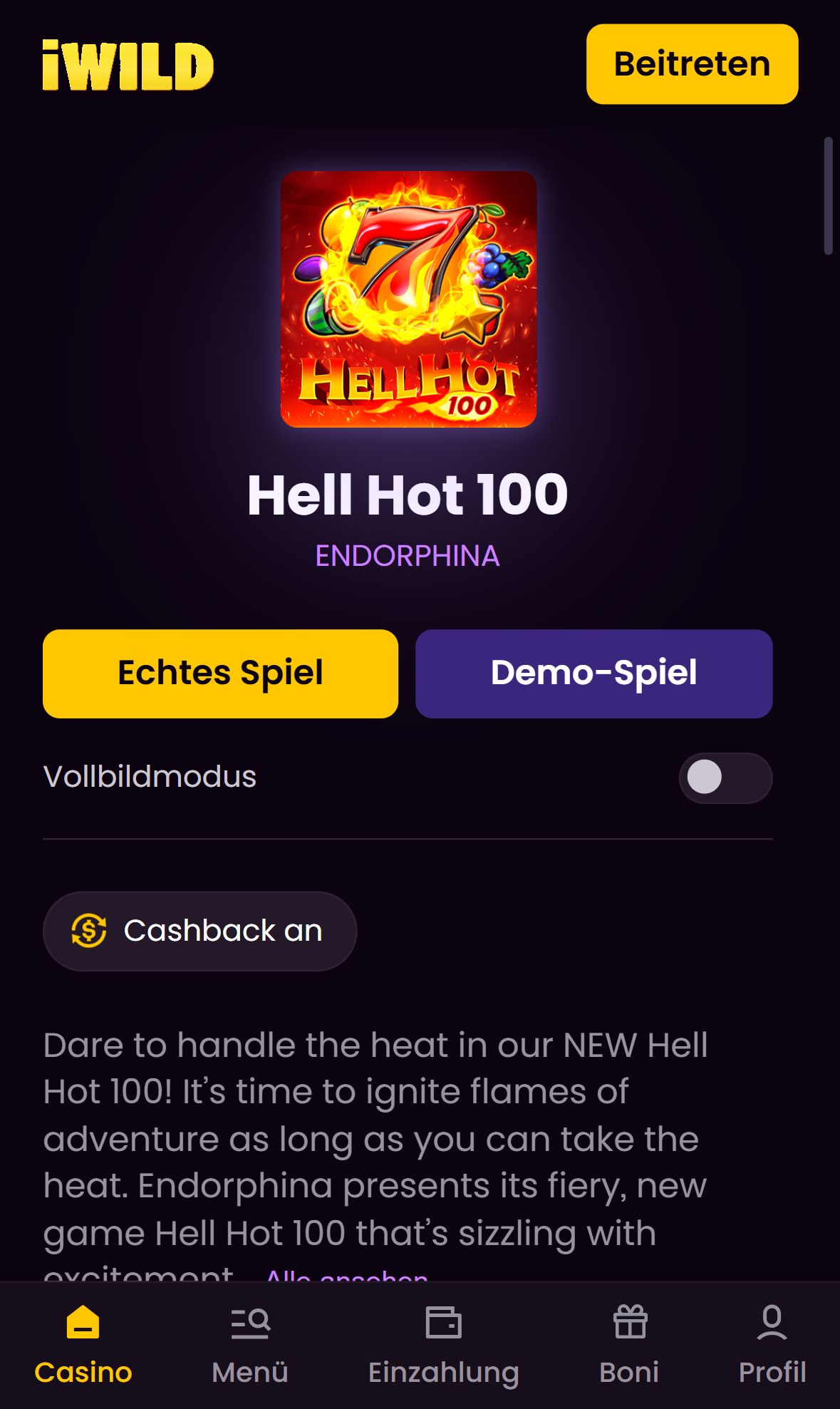 iWild Casino — Startseite (Mobil)