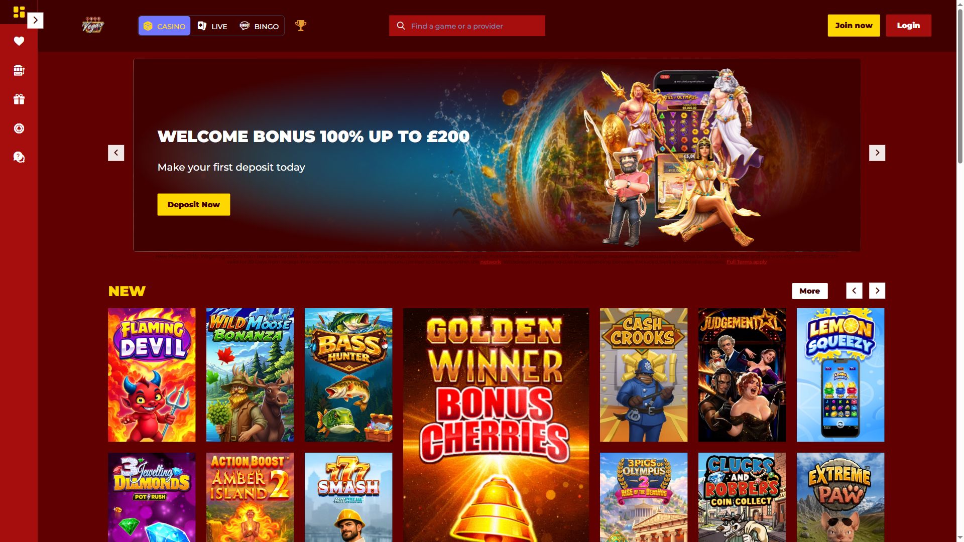 iWonVegas — Homepage (Desktop)