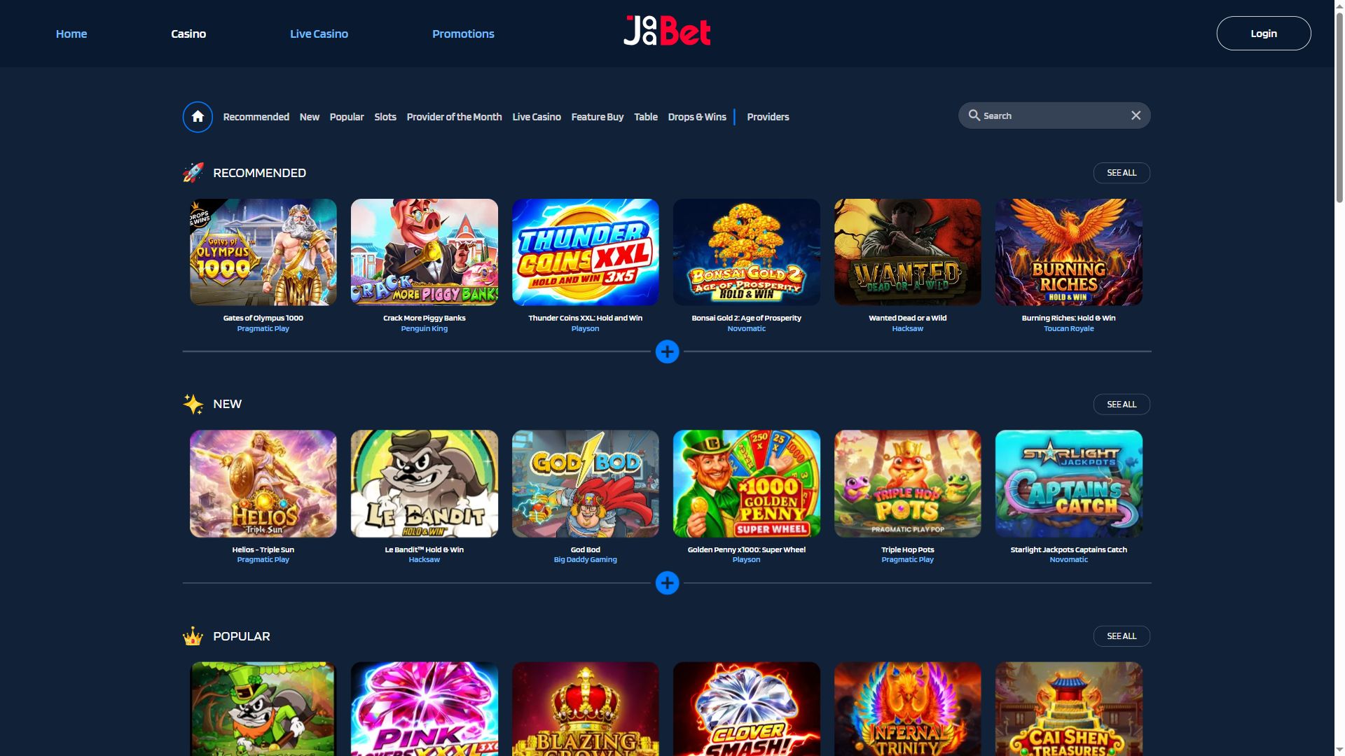 Jaabet — Lobby (Desktop)