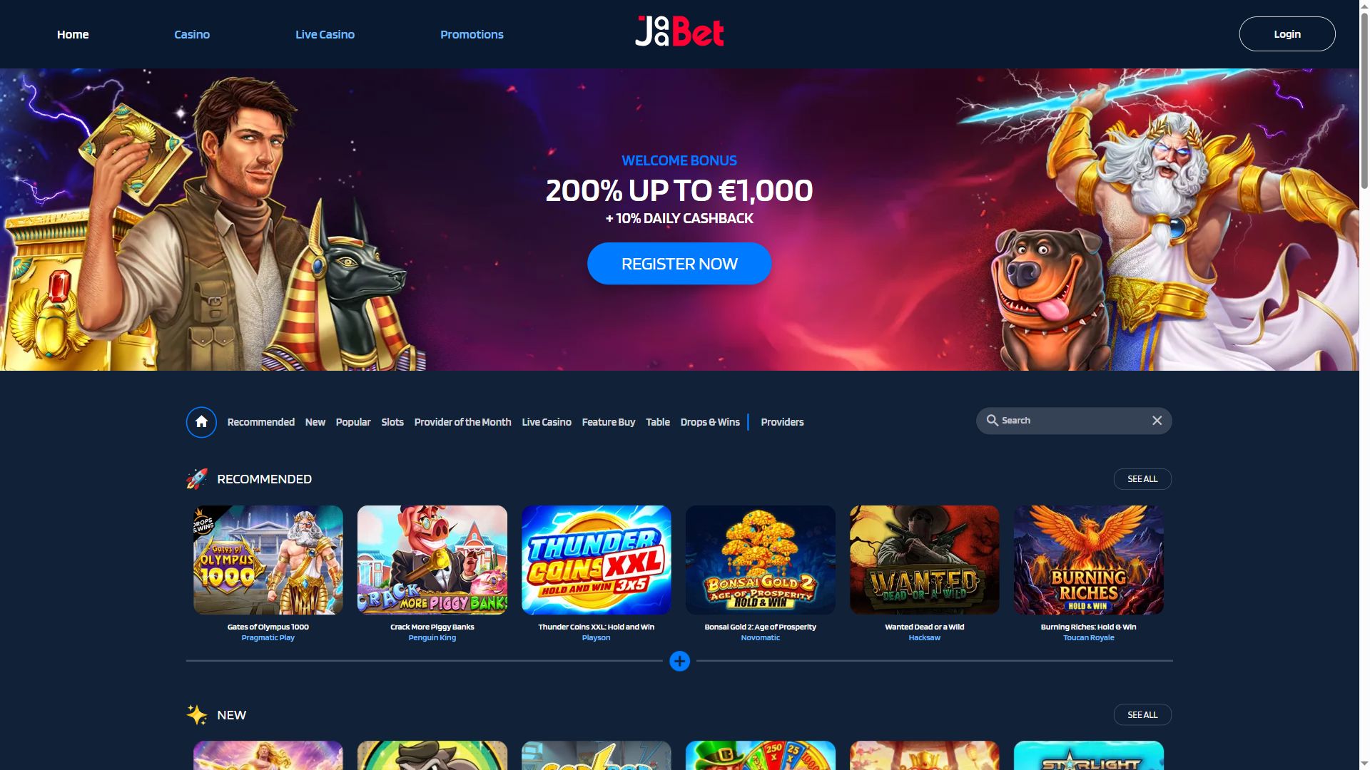 Jaabet — Homepage (Desktop)