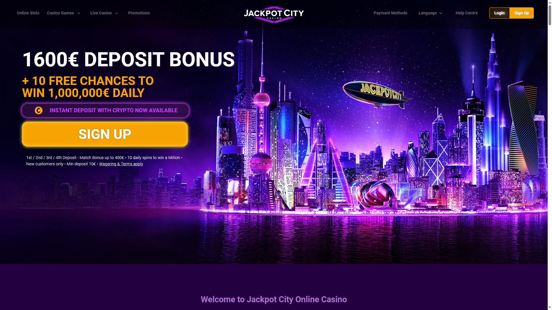 Jackpot City Casino — Homepage (Desktop)