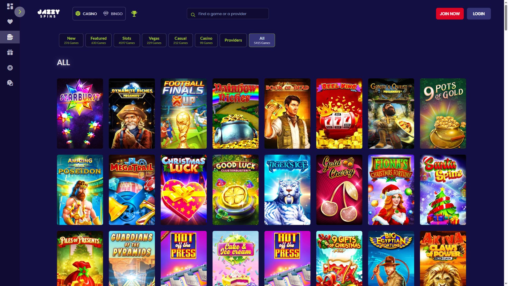 Jazzy Spins — Lobby (Desktop)
