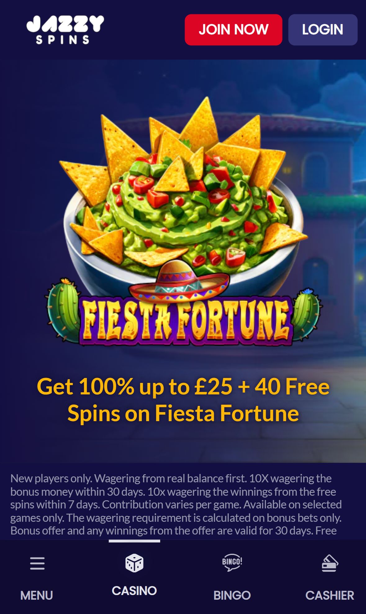 Jazzy Spins — Homepage (Mobile)