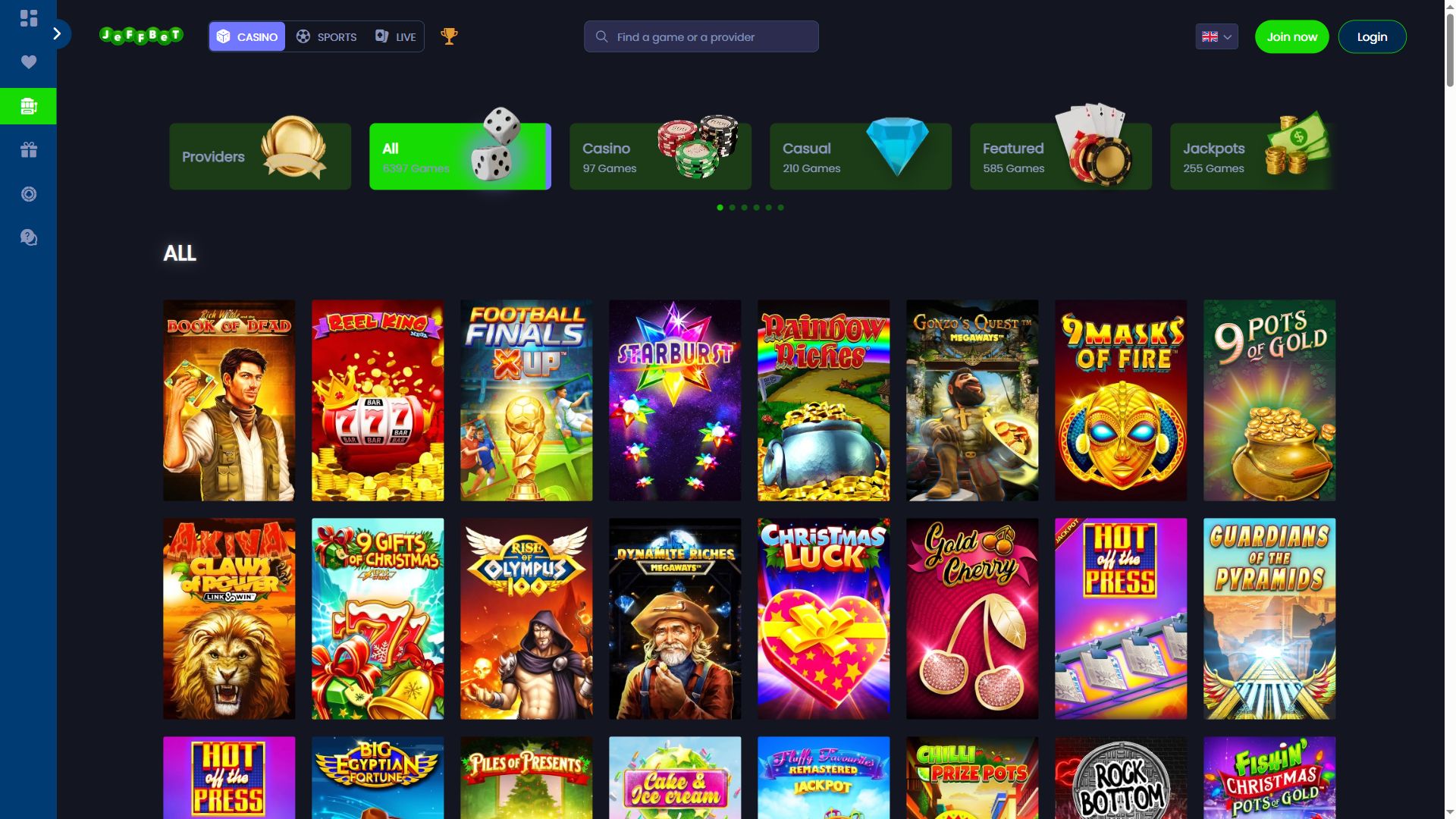 JeffBet — Lobby (Desktop)