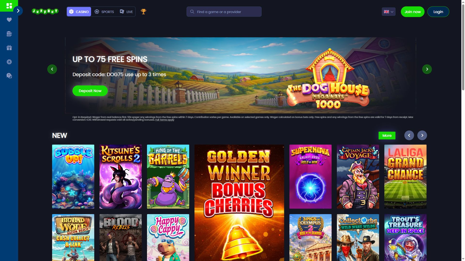 JeffBet — Homepage (Desktop)
