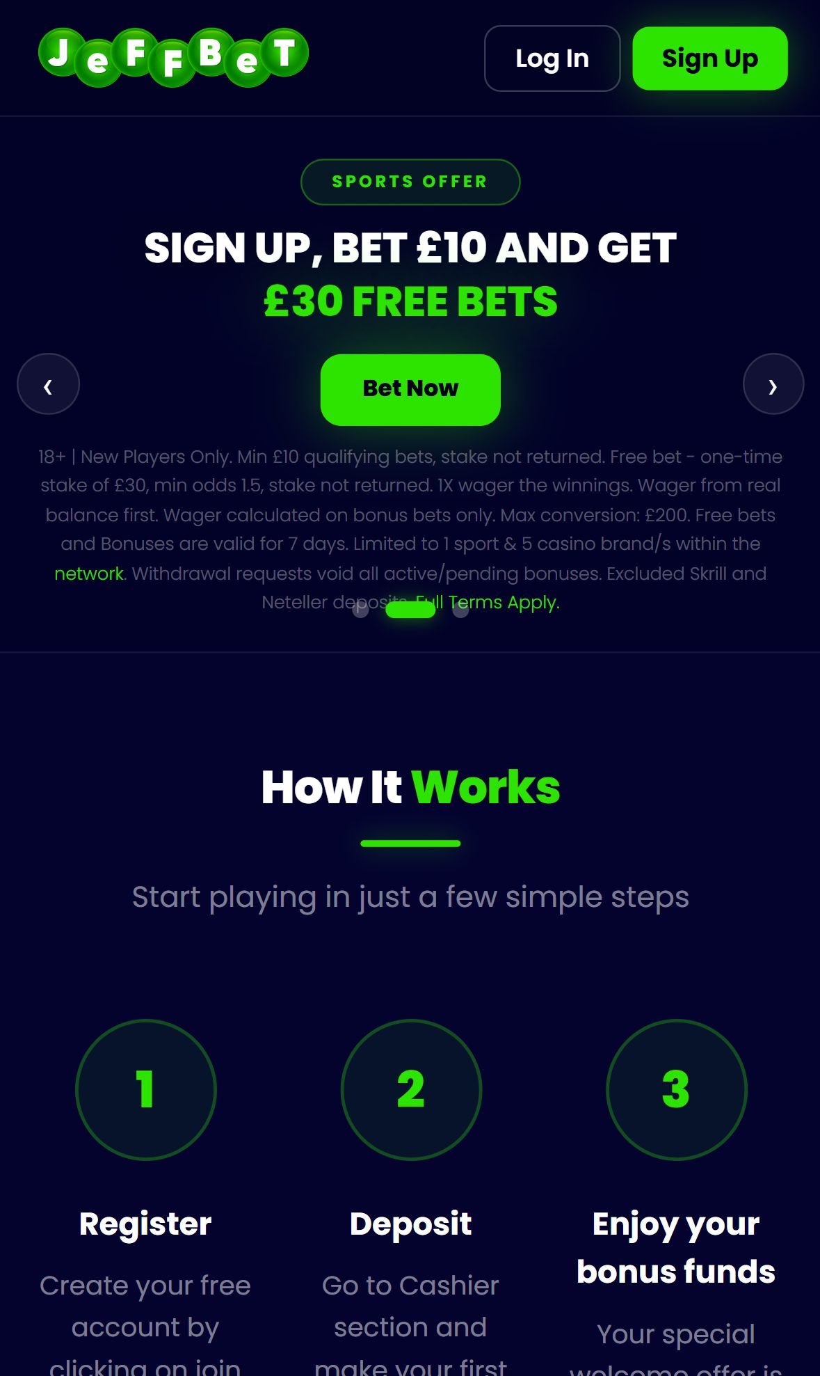 JeffBet — Homepage (Mobile)
