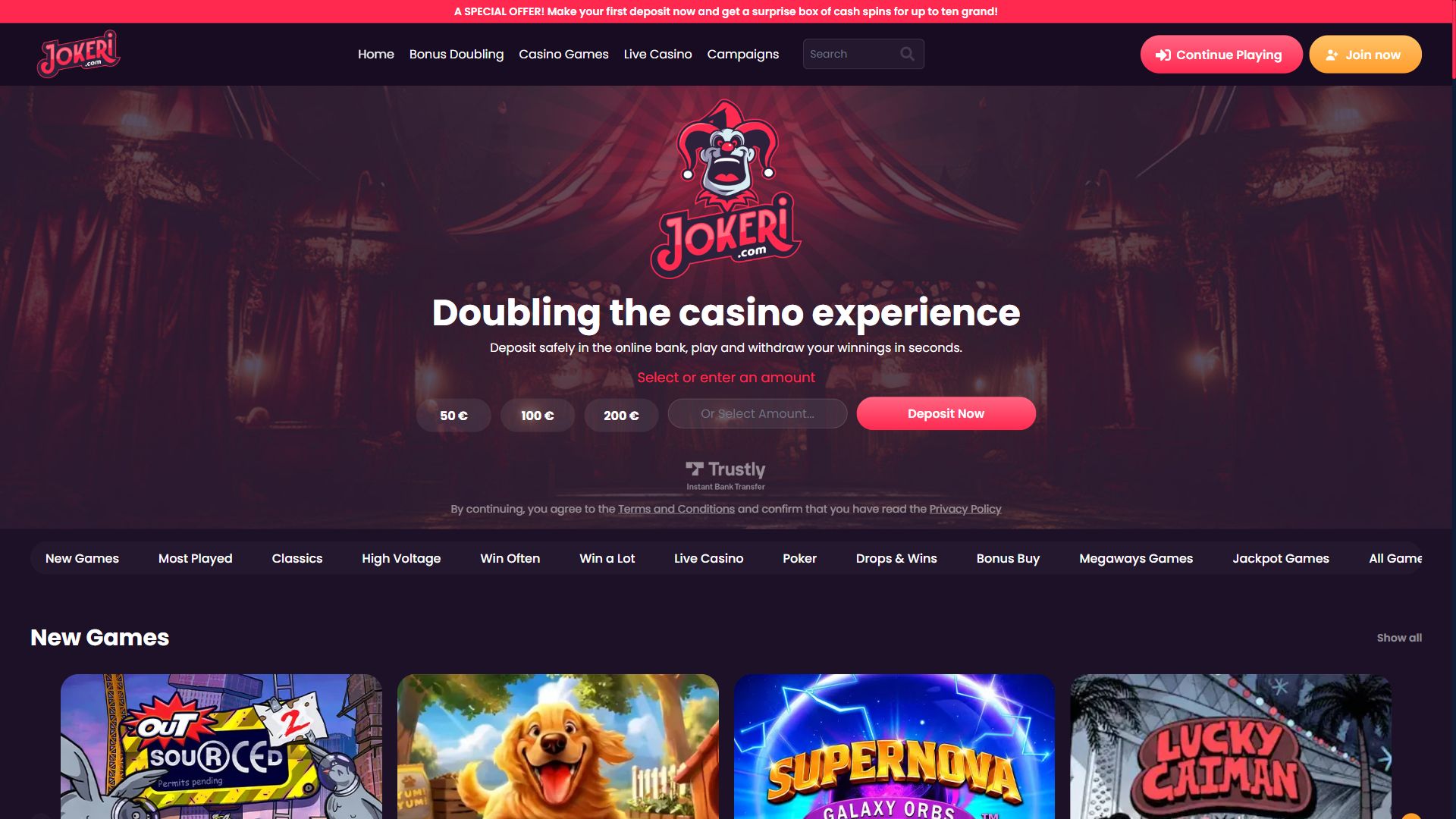 Jokeri — Homepage (Desktop)