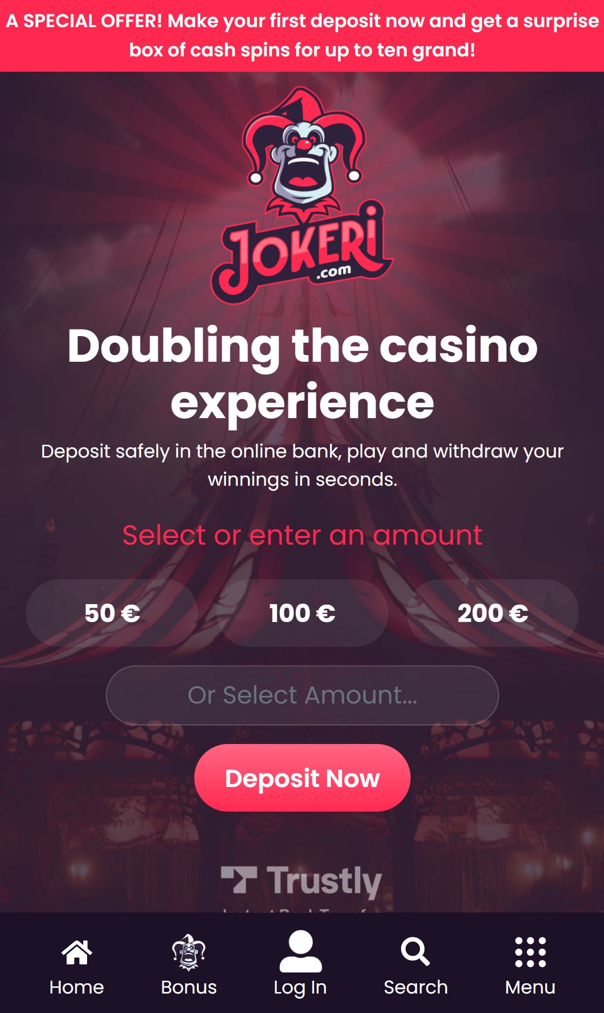 Jokeri — Homepage (Mobile)
