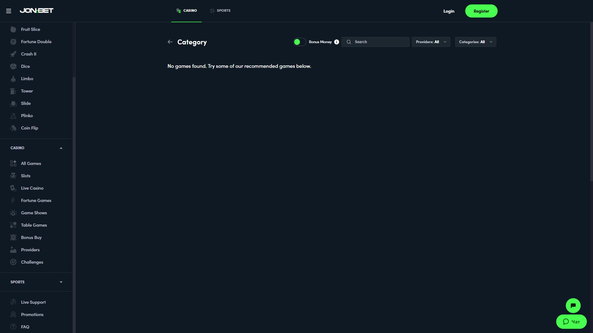 Jonbet — Lobby (Desktop)