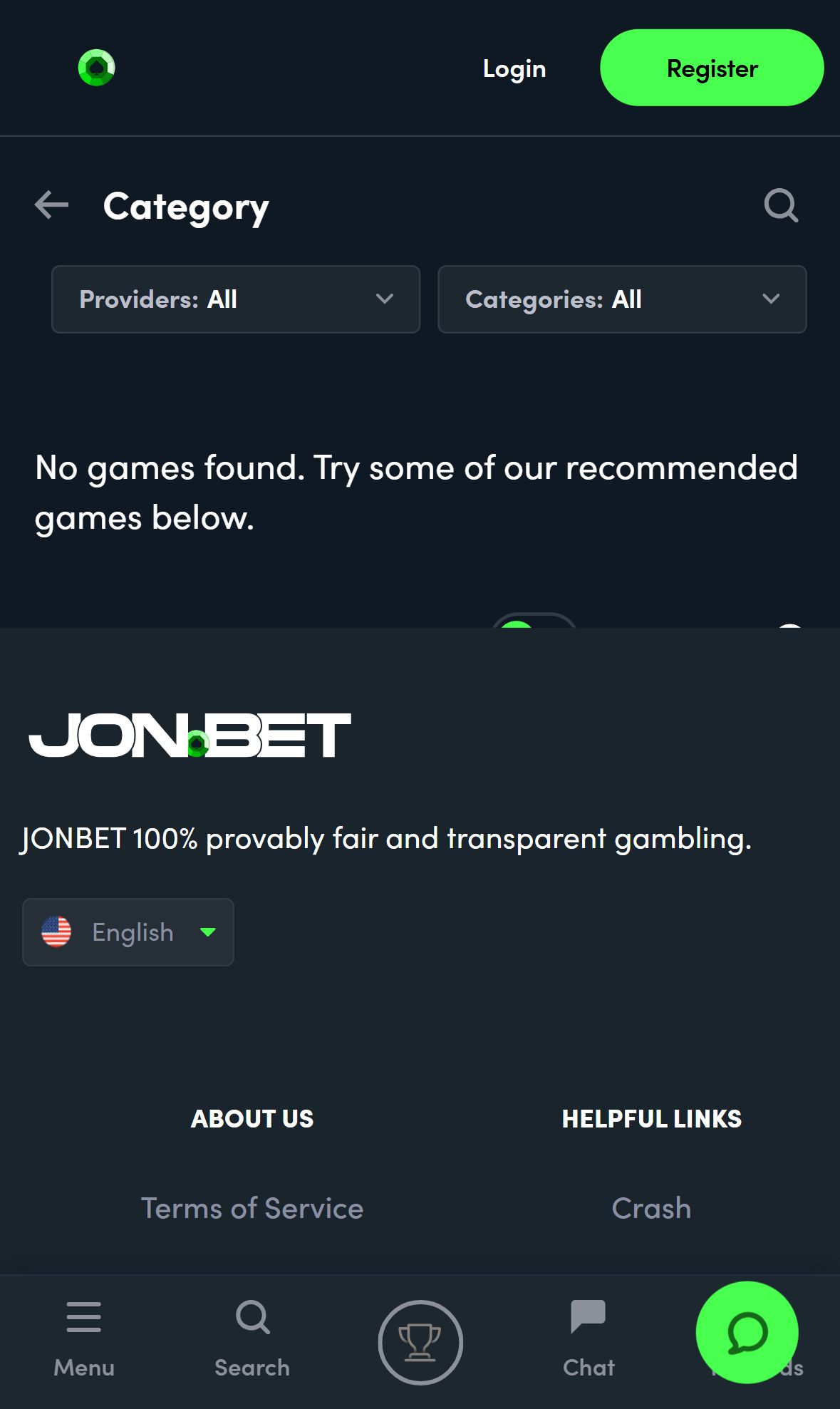 Jonbet — Lobby (Mobile)