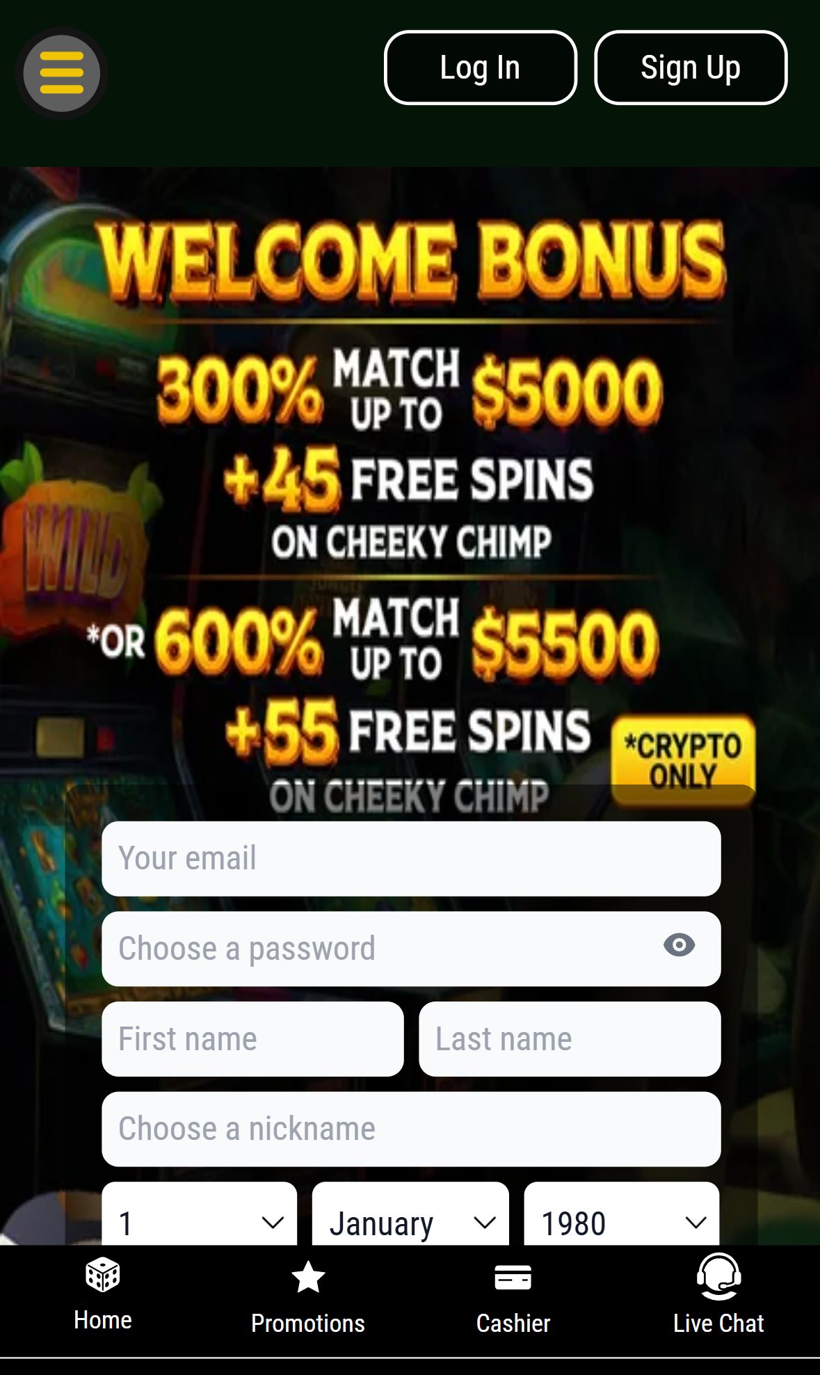 Jumbabet — Homepage (Mobile)