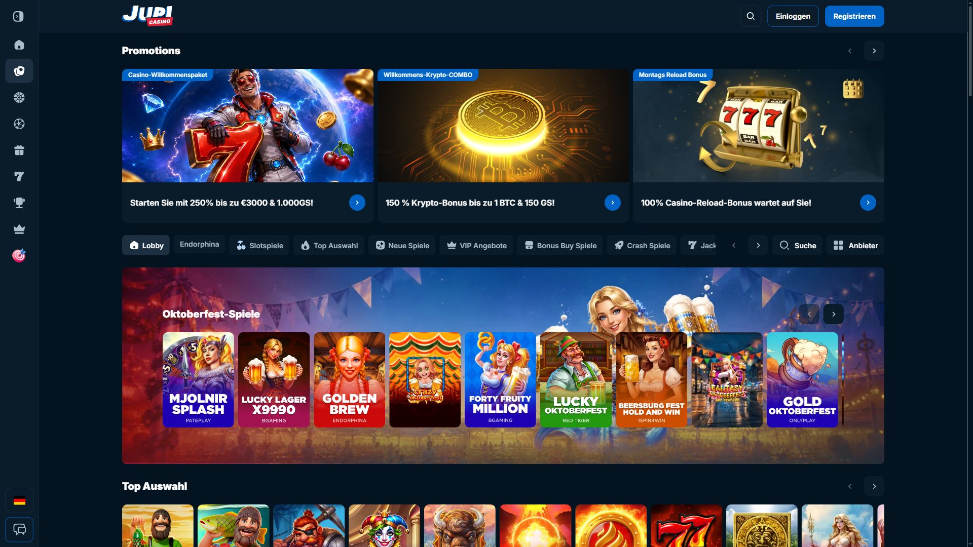 Jupi Casino — Lobby (Desktop)