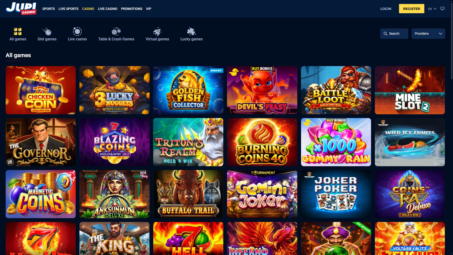 Jupi Casino — Lobby (Desktop)