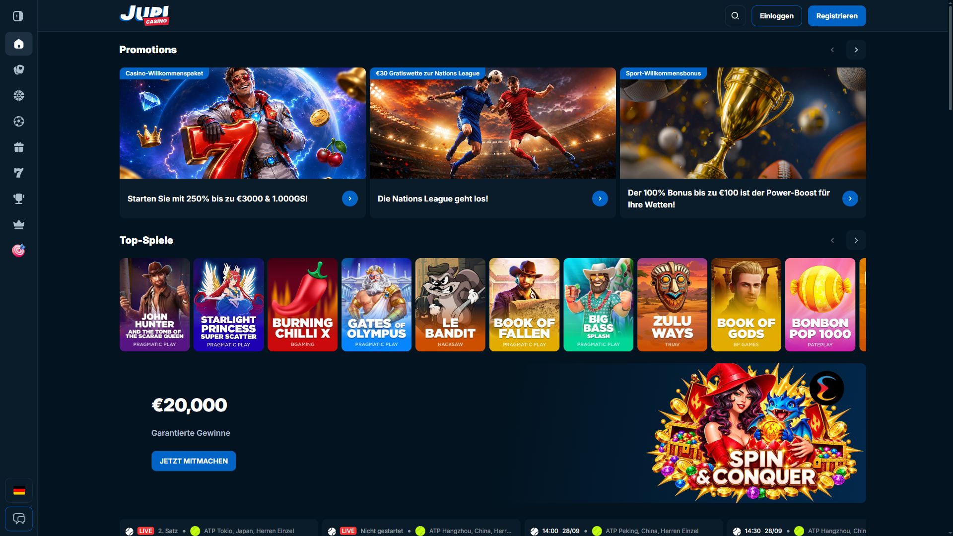 Jupi Casino — Startseite (Desktop)