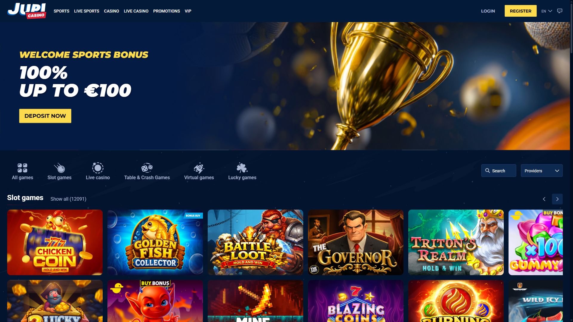 Jupi Casino — Homepage (Desktop)