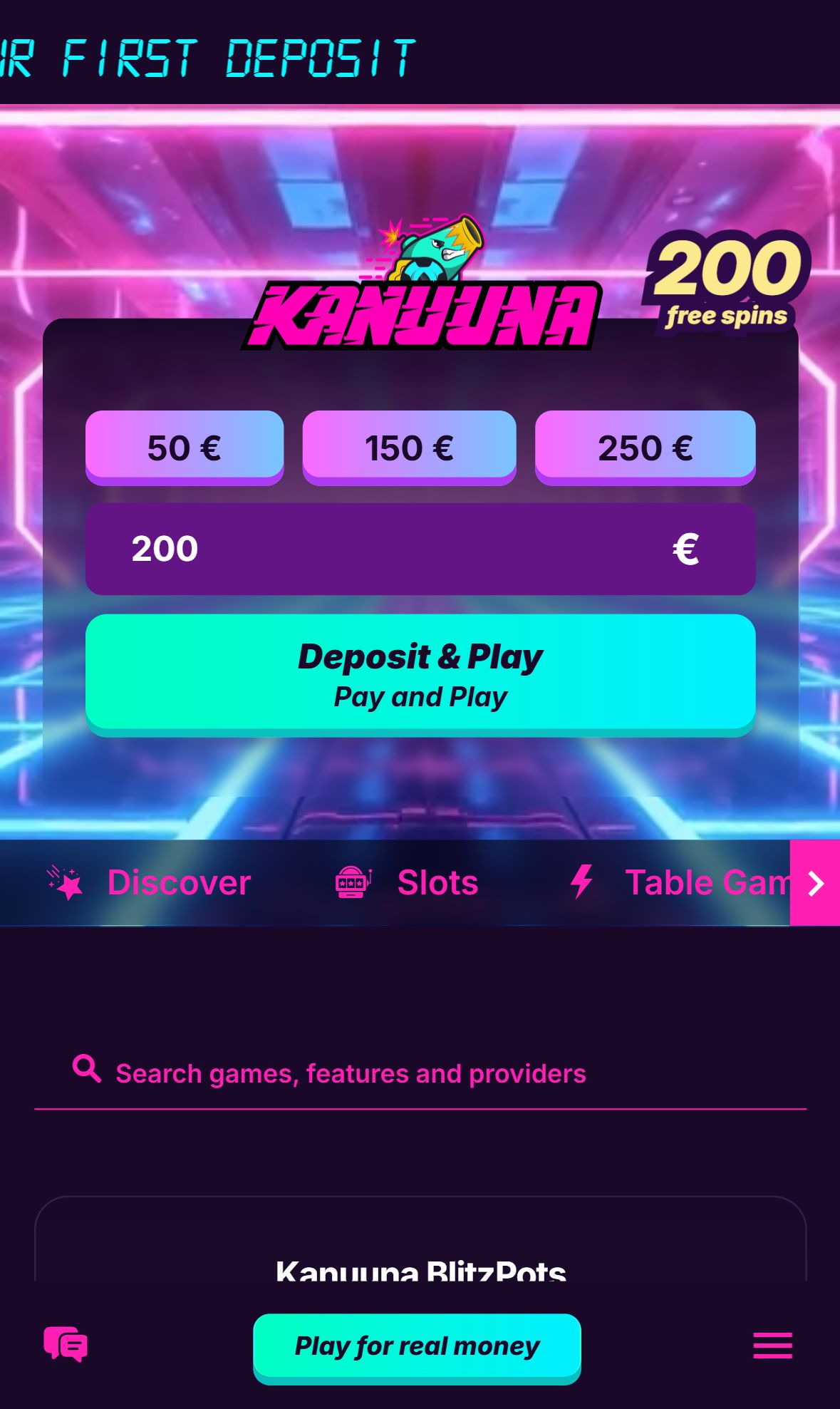 Kanuuna — Homepage (Mobile)