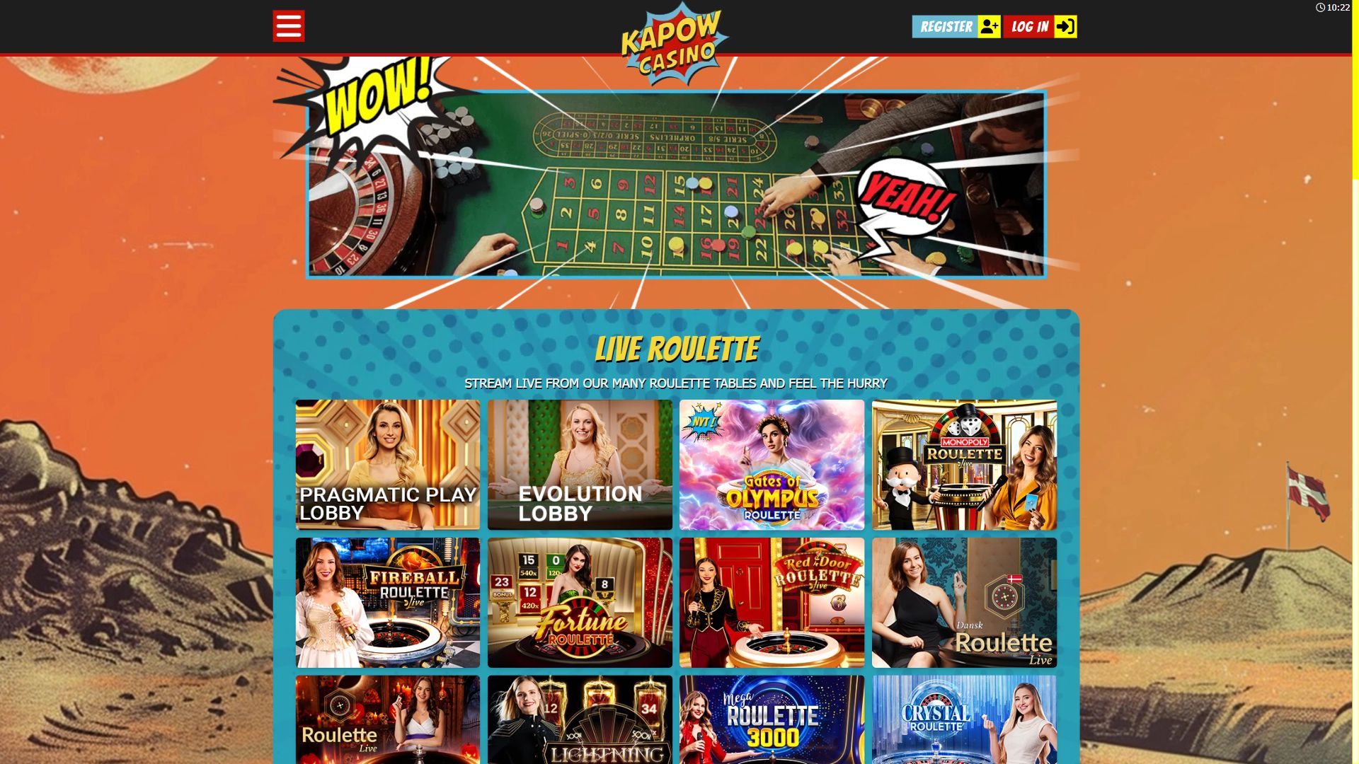 Kapow Casino — Lobby (Desktop)