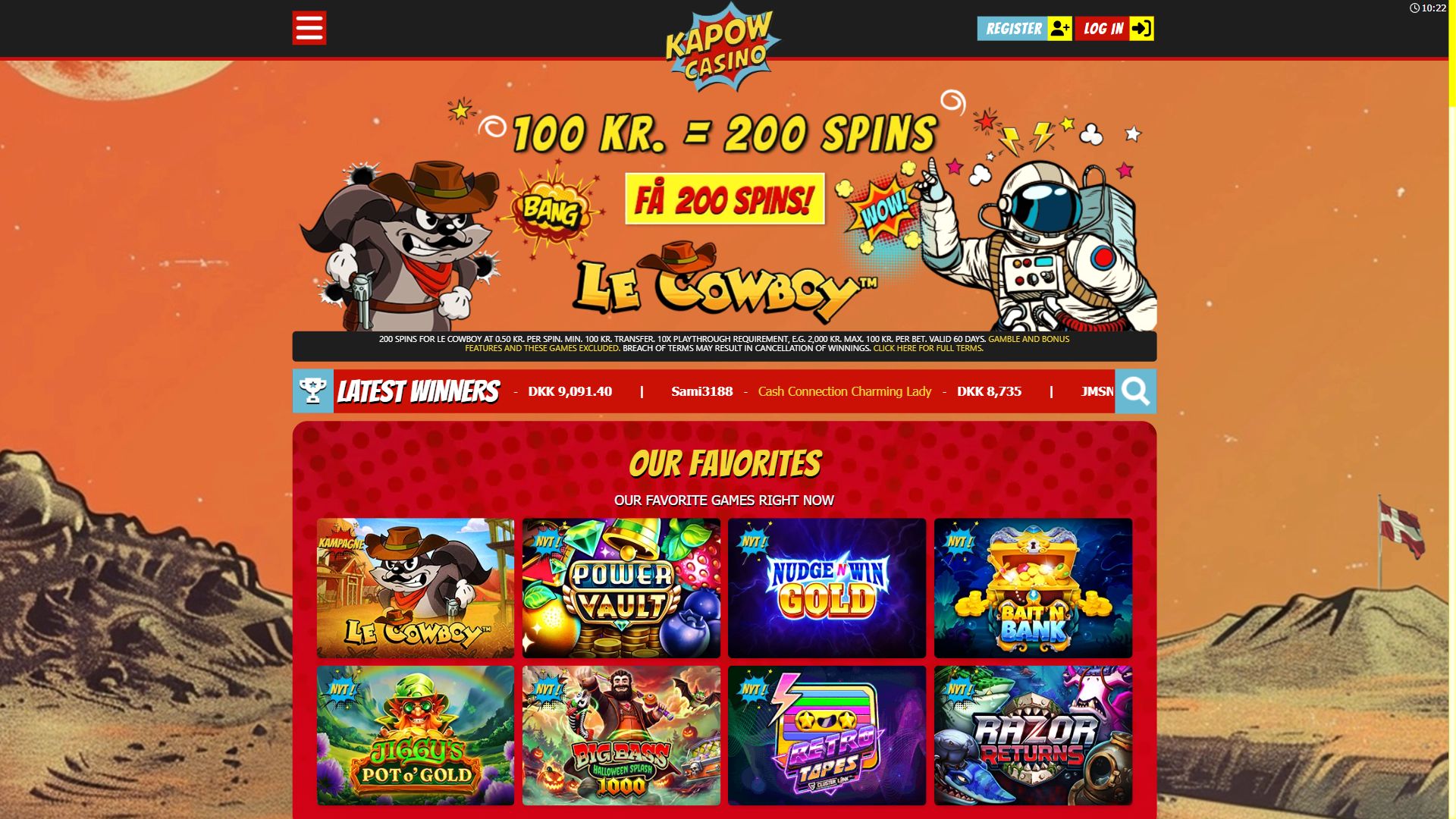 Kapow Casino — Homepage (Desktop)