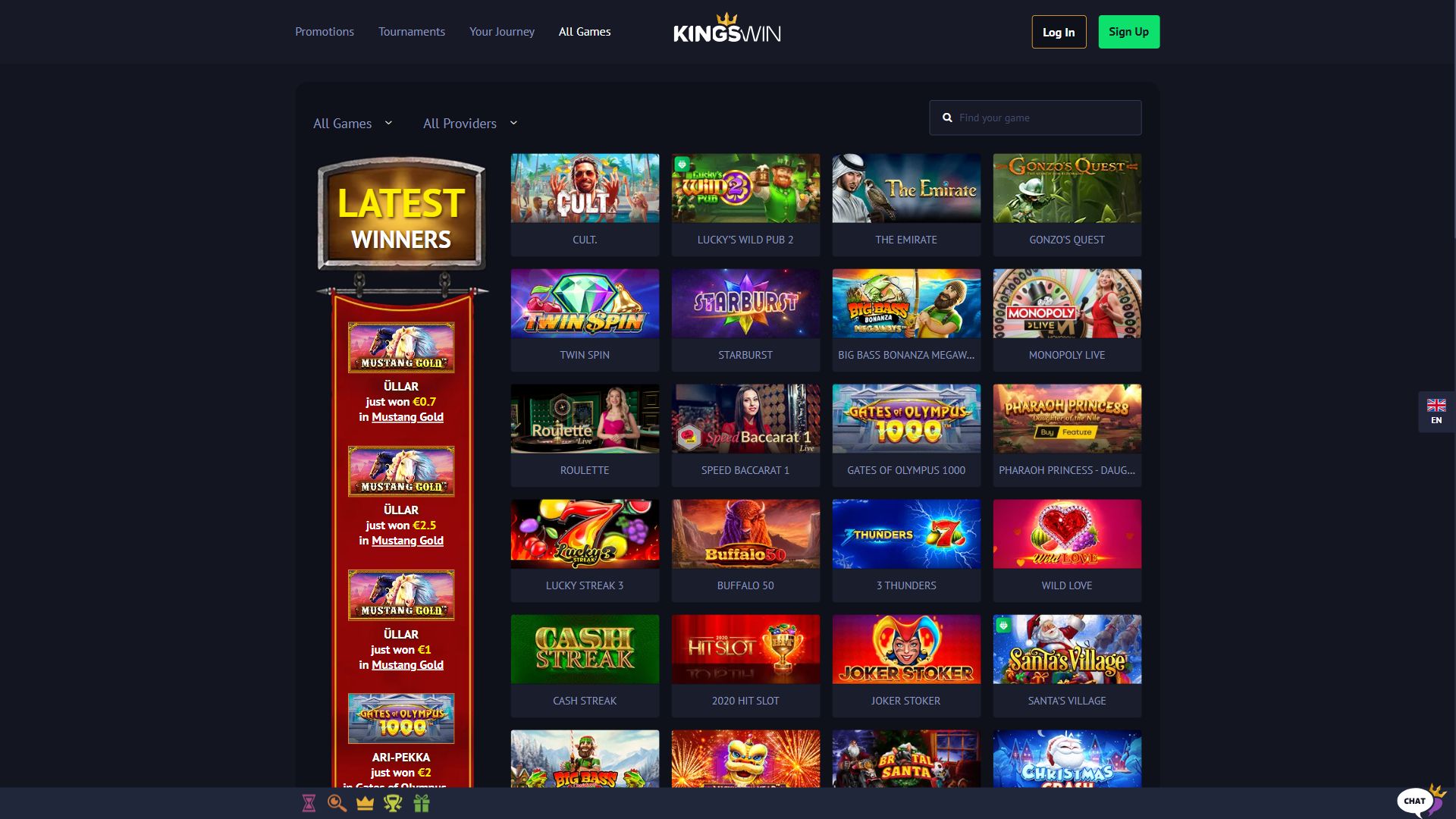 KingsWin — Lobby (Desktop)