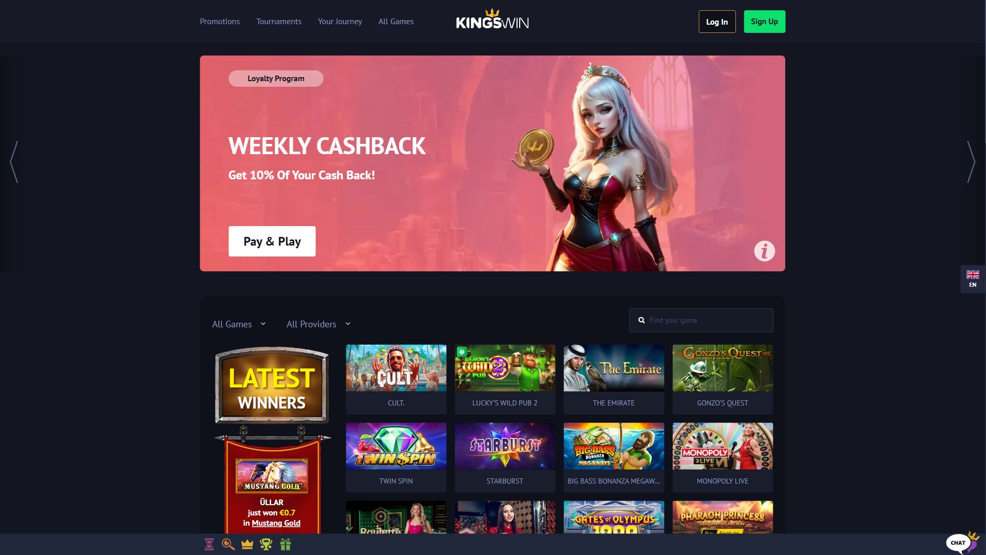 KingsWin — Homepage (Desktop)