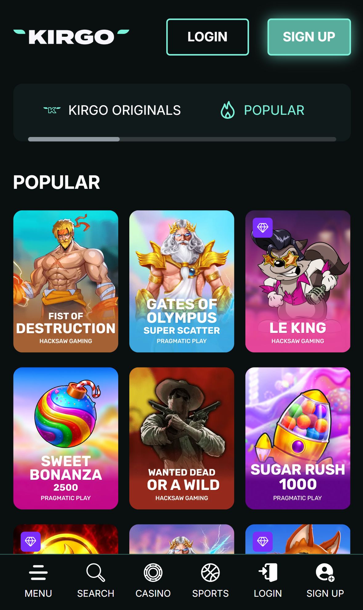 Kirgo — Lobby (Mobile)