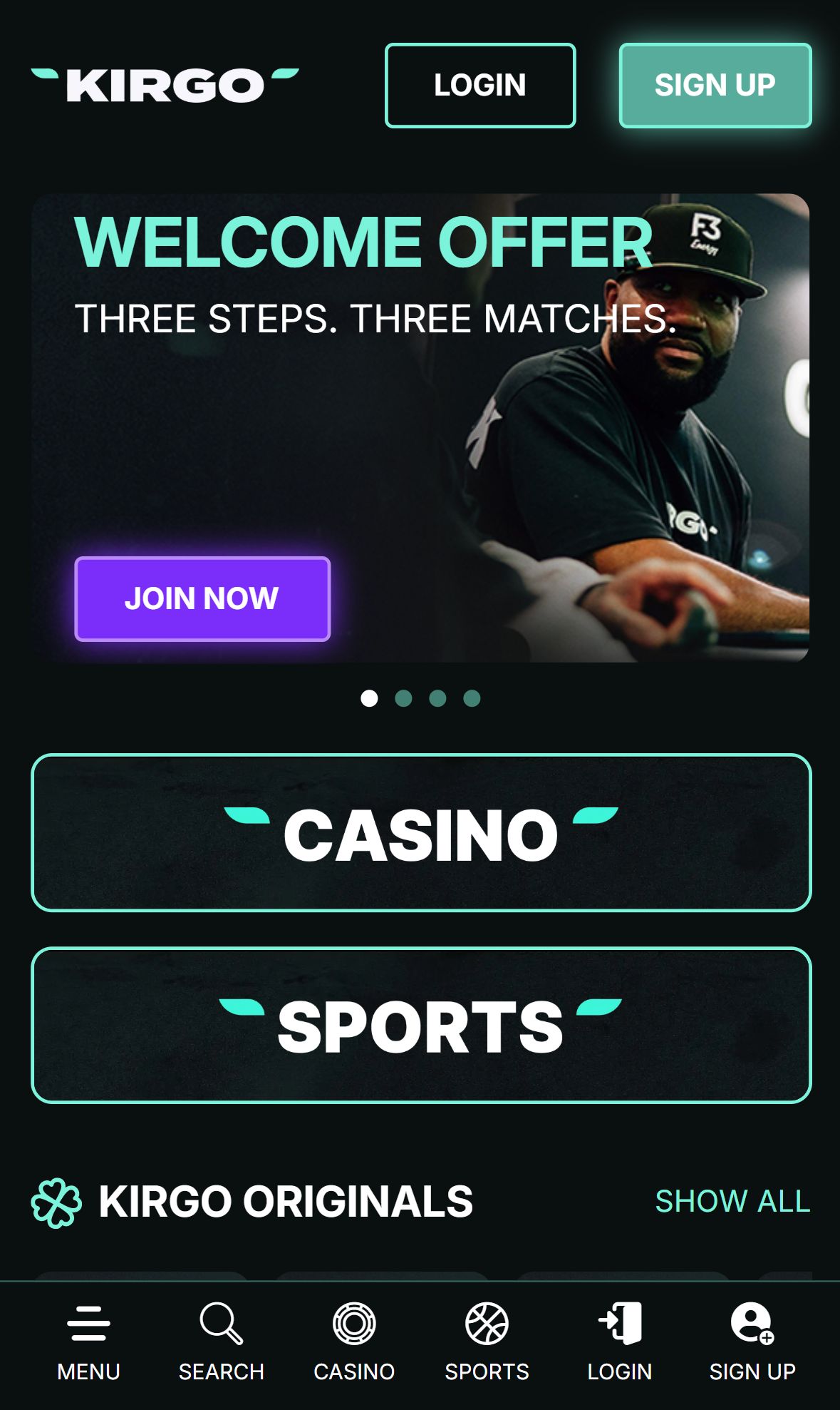 Kirgo — Homepage (Mobile)