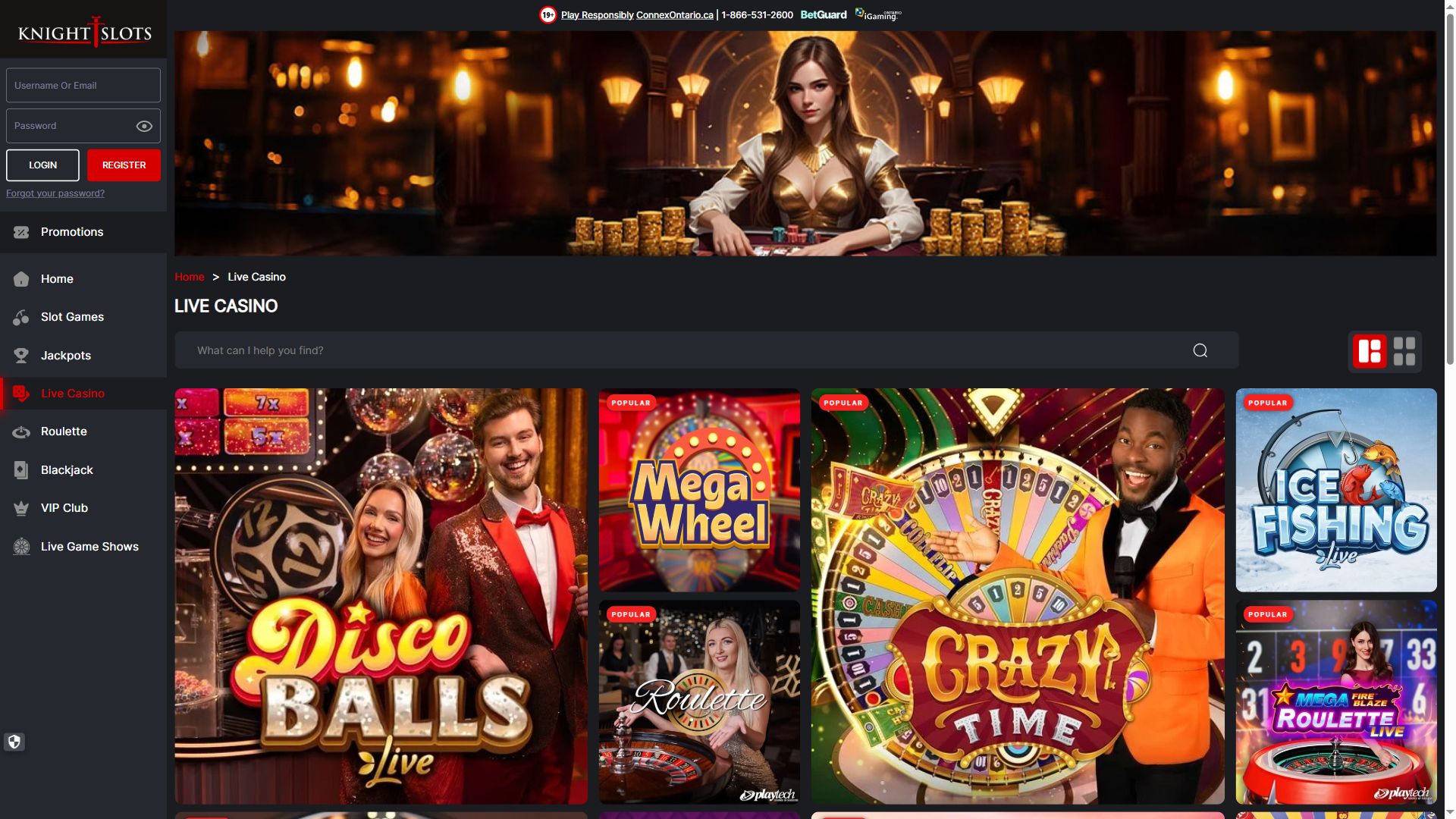 Knight Slots — Lobby (Desktop)