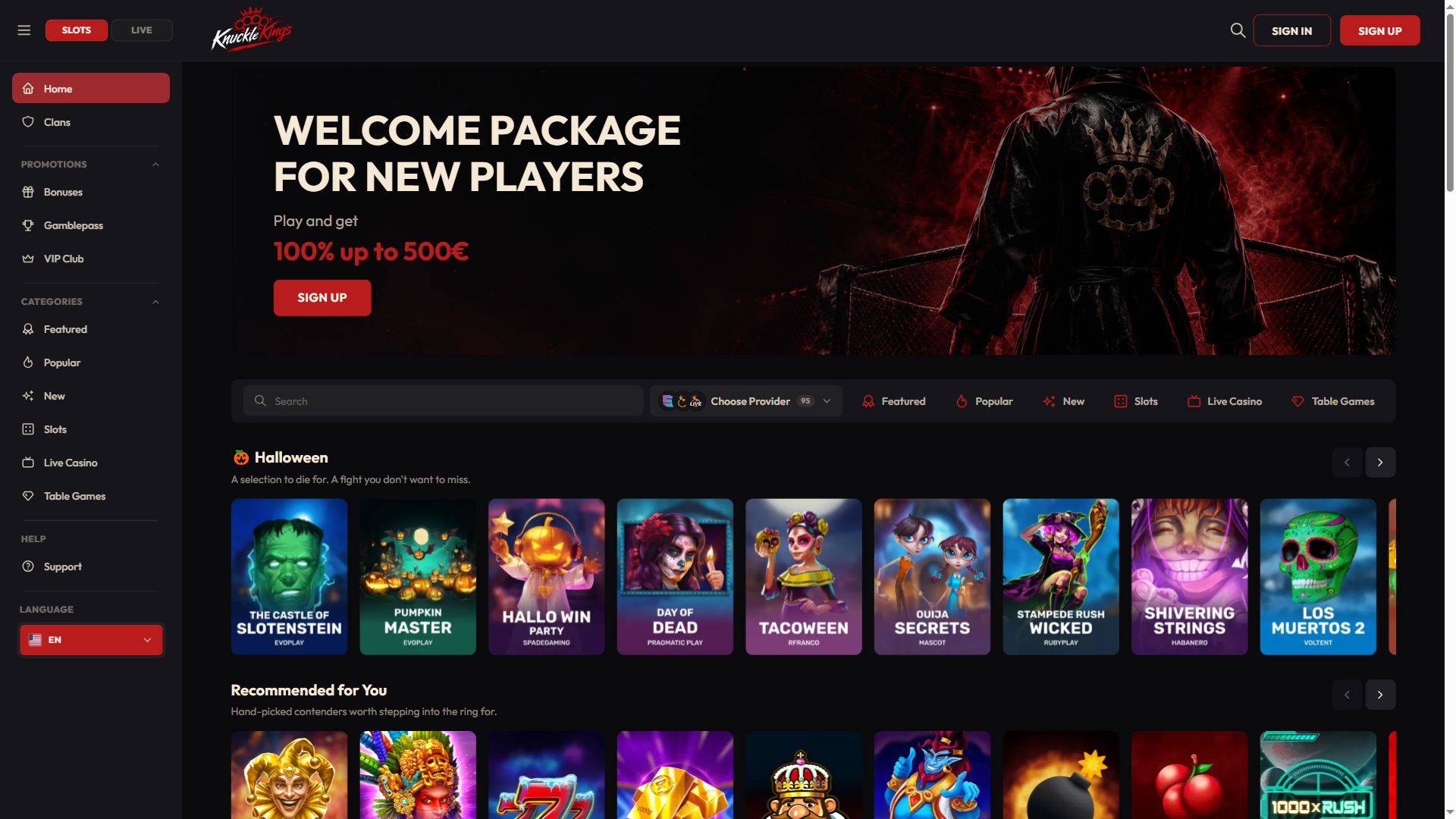 Knuckle Kings — Homepage (Desktop)