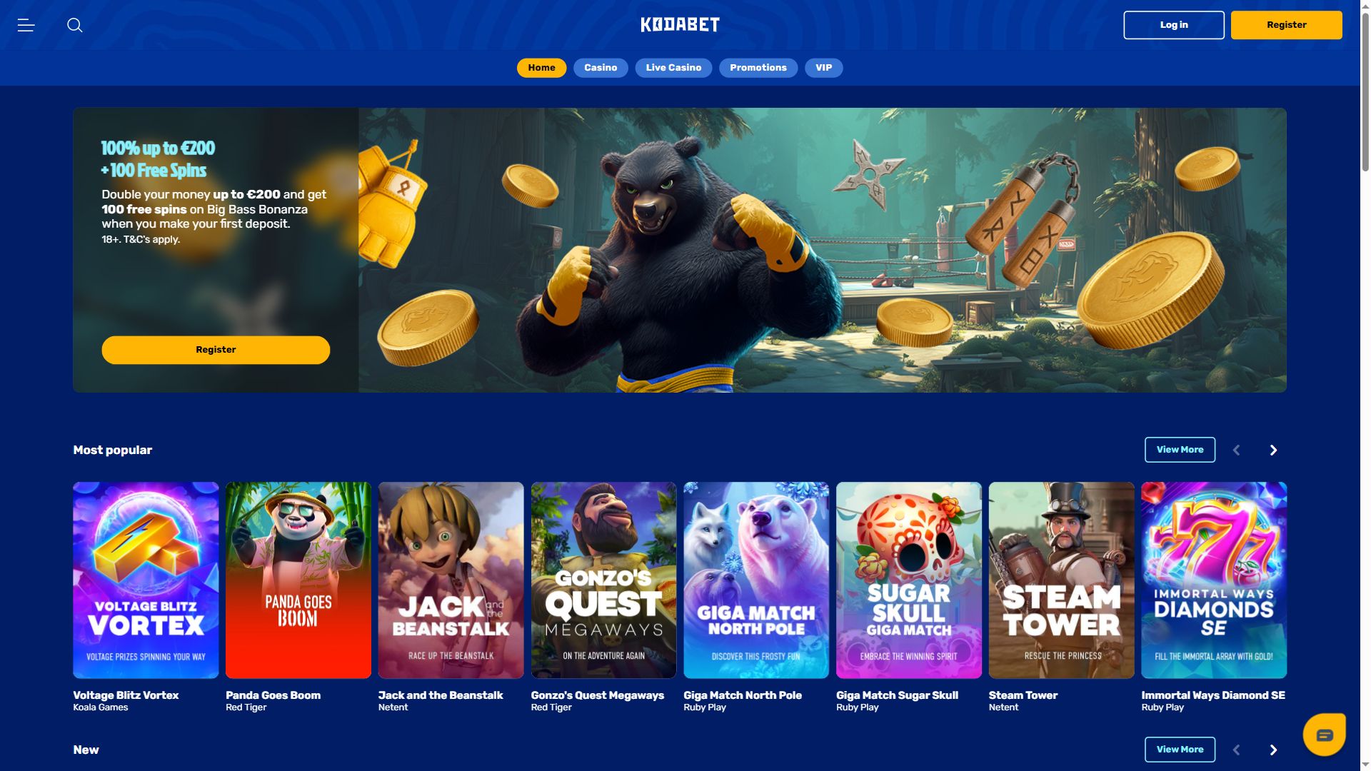 Kodabet — Homepage (Desktop)