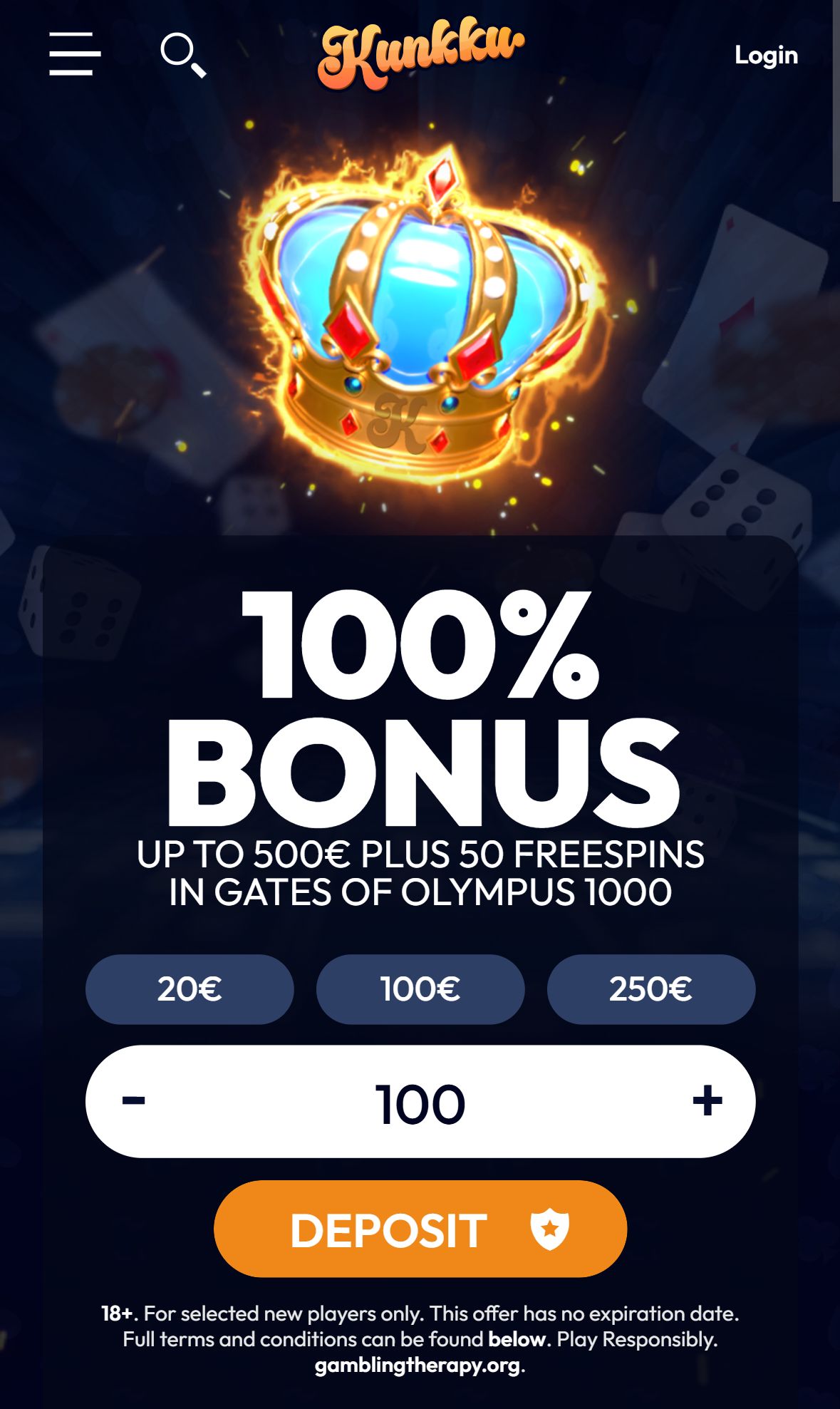 Kunkkukasino — Homepage (Mobile)