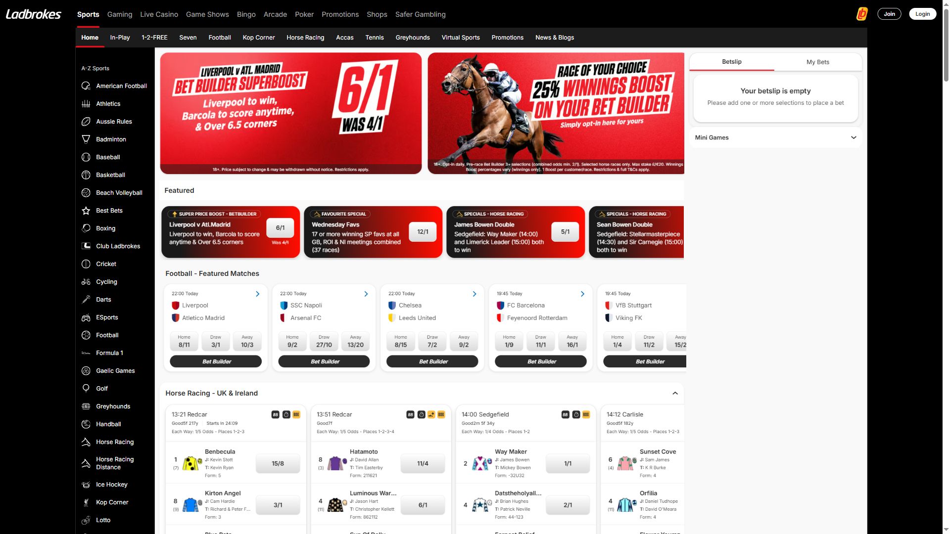 Ladbrokes — Homepage (Desktop)