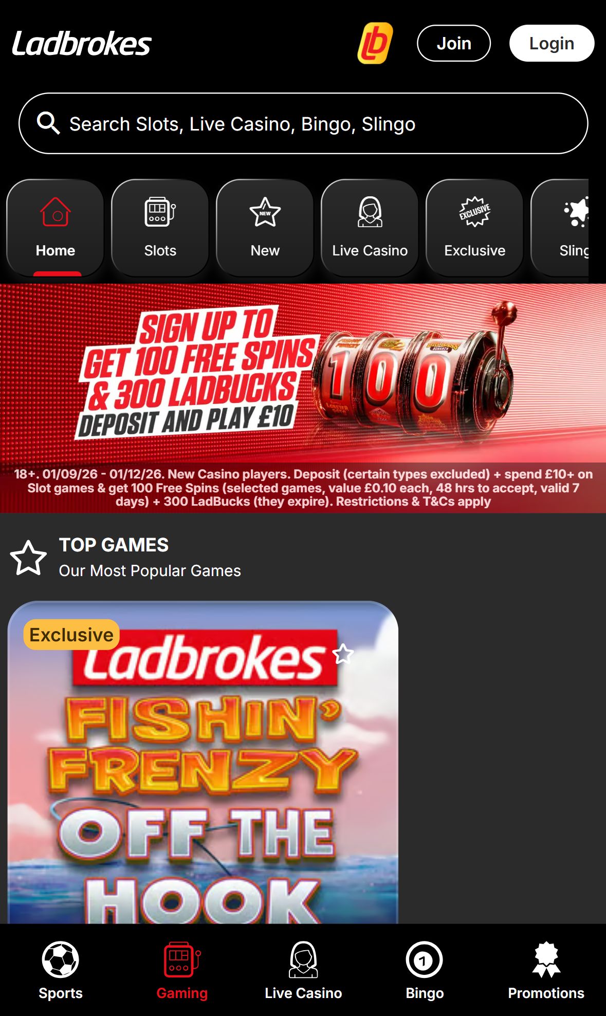 Ladbrokes — Lobby (Mobile)