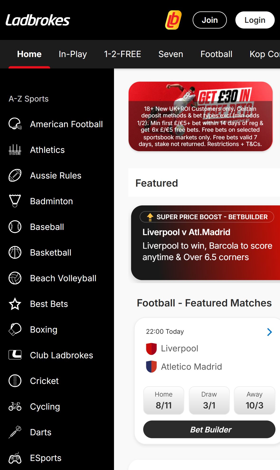 Ladbrokes — Homepage (Mobile)