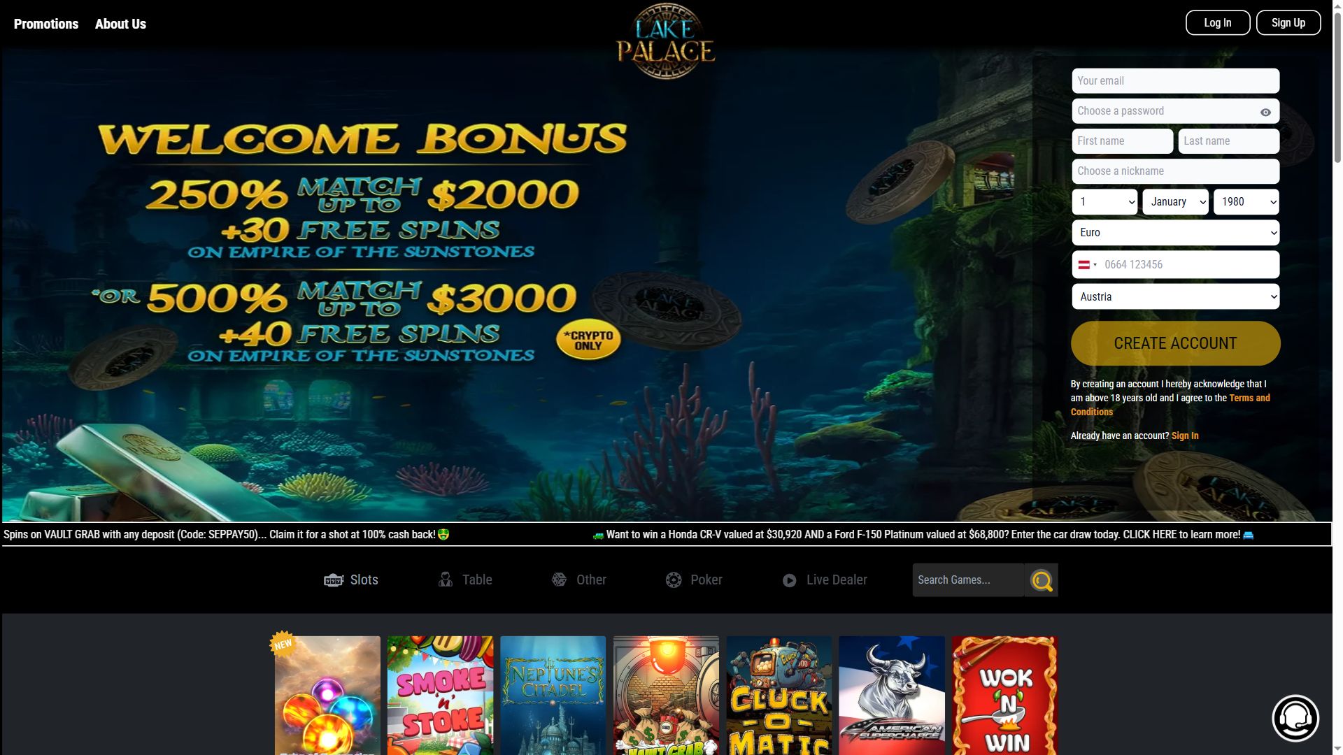 Lakepalace — Homepage (Desktop)