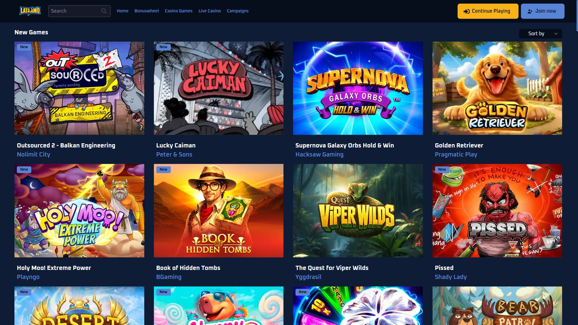 Lataamo — Lobby (Desktop)