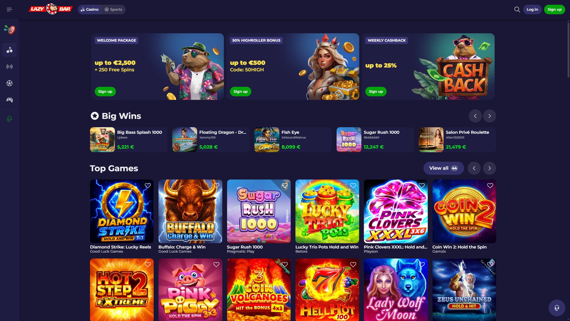 Lazybar — Homepage (Desktop)